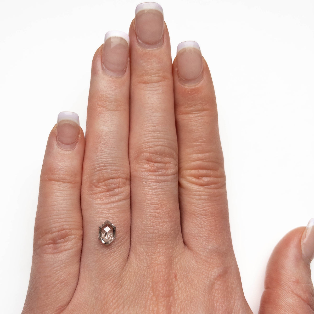 1.19 Carat Icy Salt and Pepper Rose Cut Hexagon Diamond