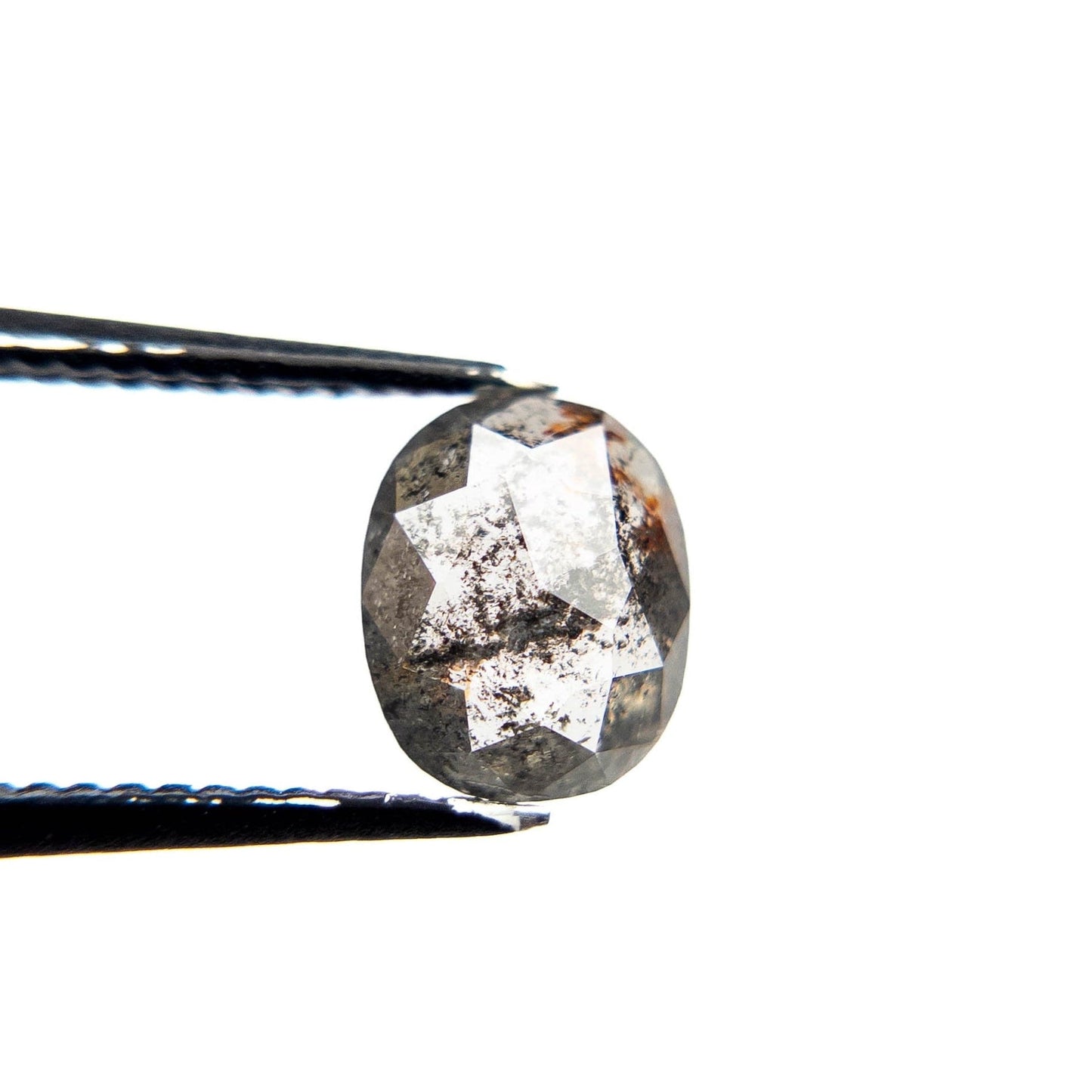 1.37 Carat Salt and Pepper Rose Cut Oval Diamond