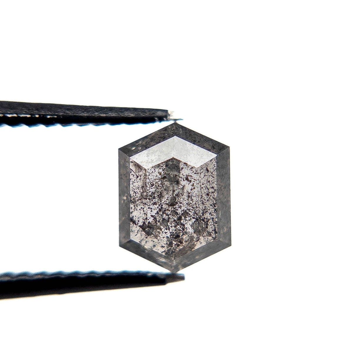 1.38 Carat Salt and Pepper Rose Cut Hexagon Diamond