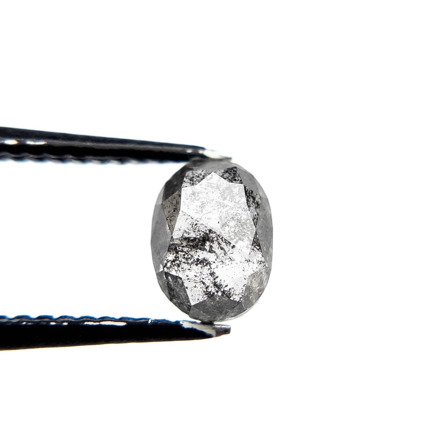 1.05 Carat Salt and Pepper Rose Cut Oval Diamond
