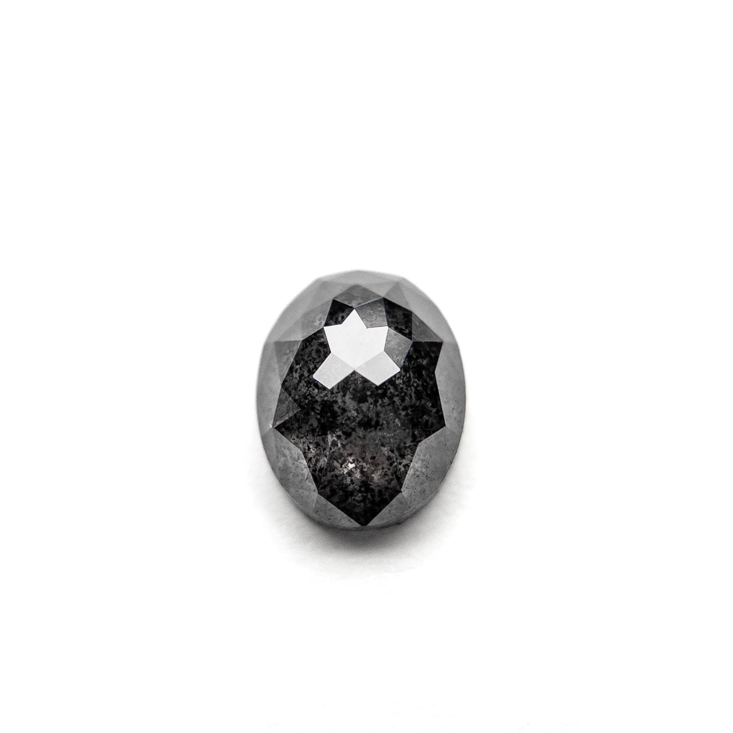1.63 Carat Black Salt and Pepper Rose Cut Oval Diamond