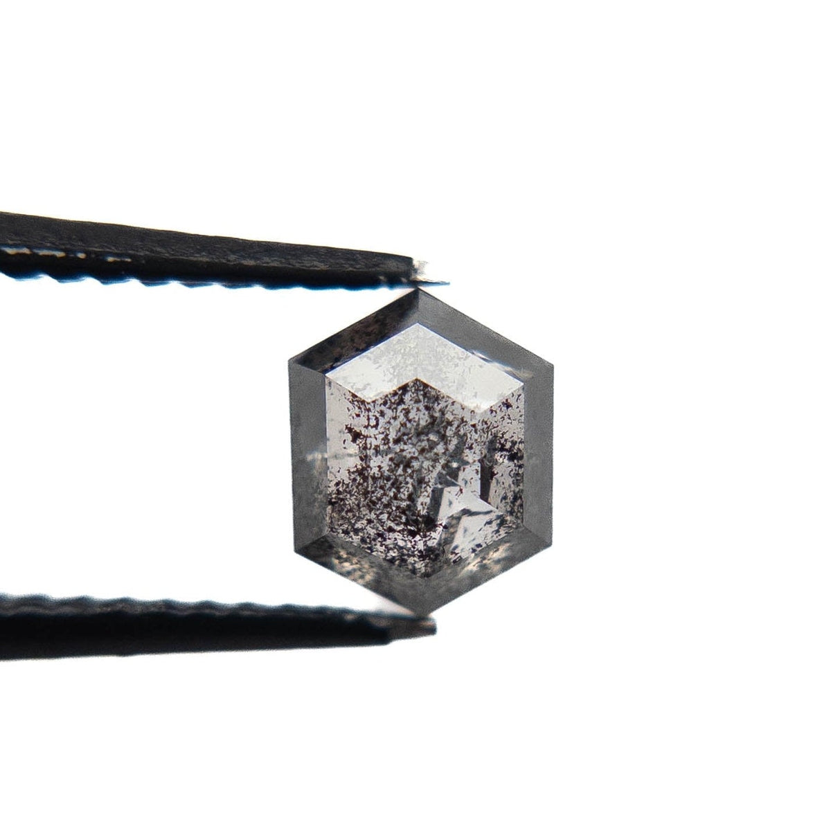 1.28 Carat Salt and Pepper Rose Cut Hexagon Diamond