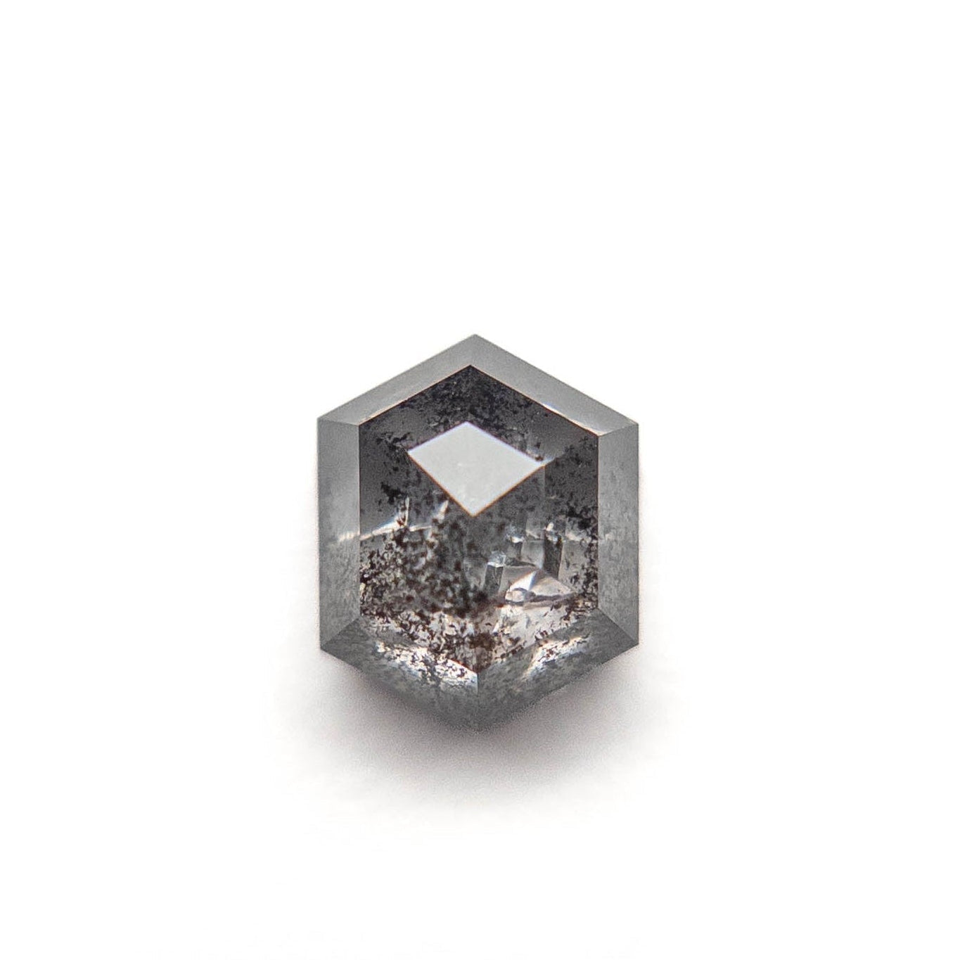 1.28 Carat Salt and Pepper Rose Cut Hexagon Diamond