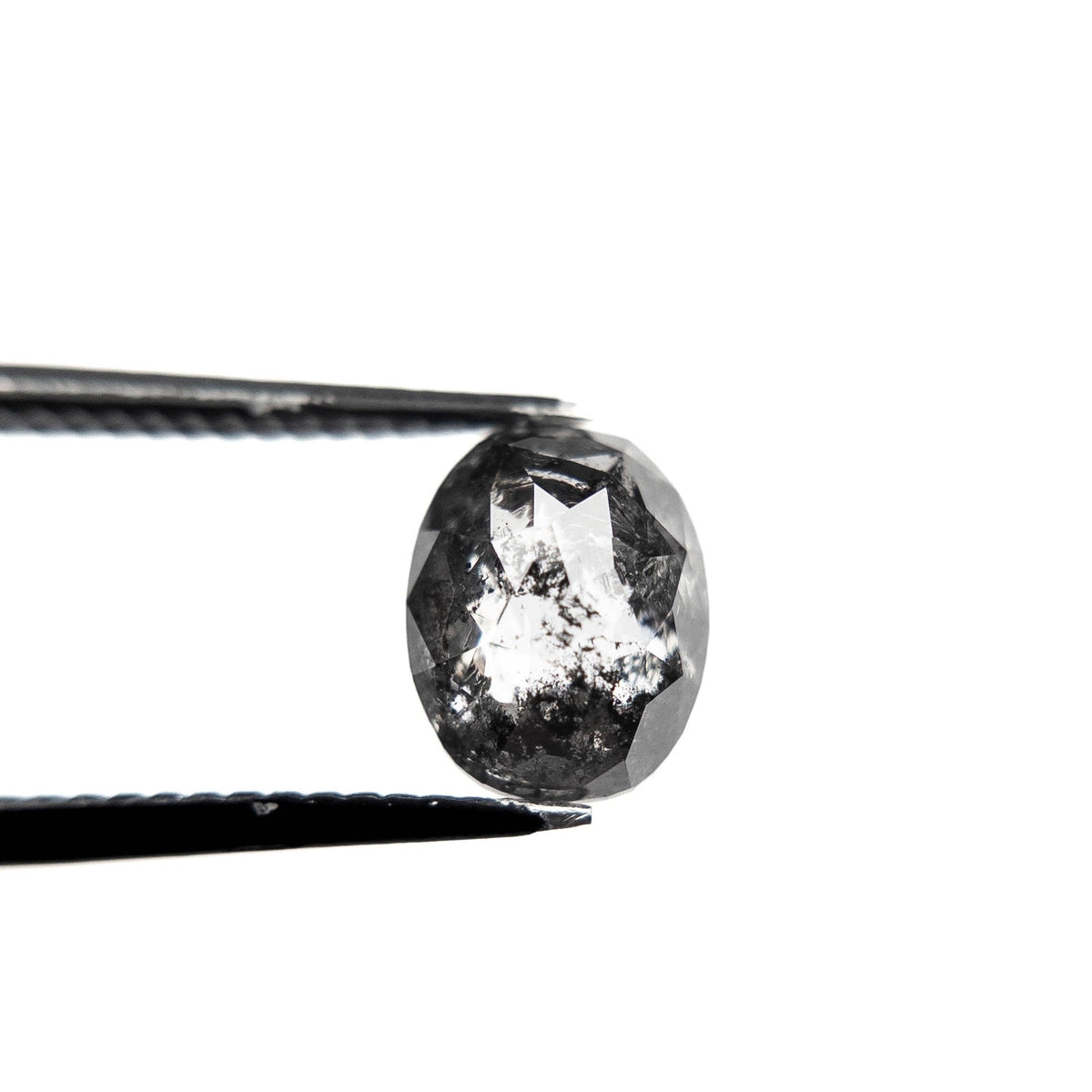 1.59 Carat Salt and Pepper Rose Cut Oval Diamond