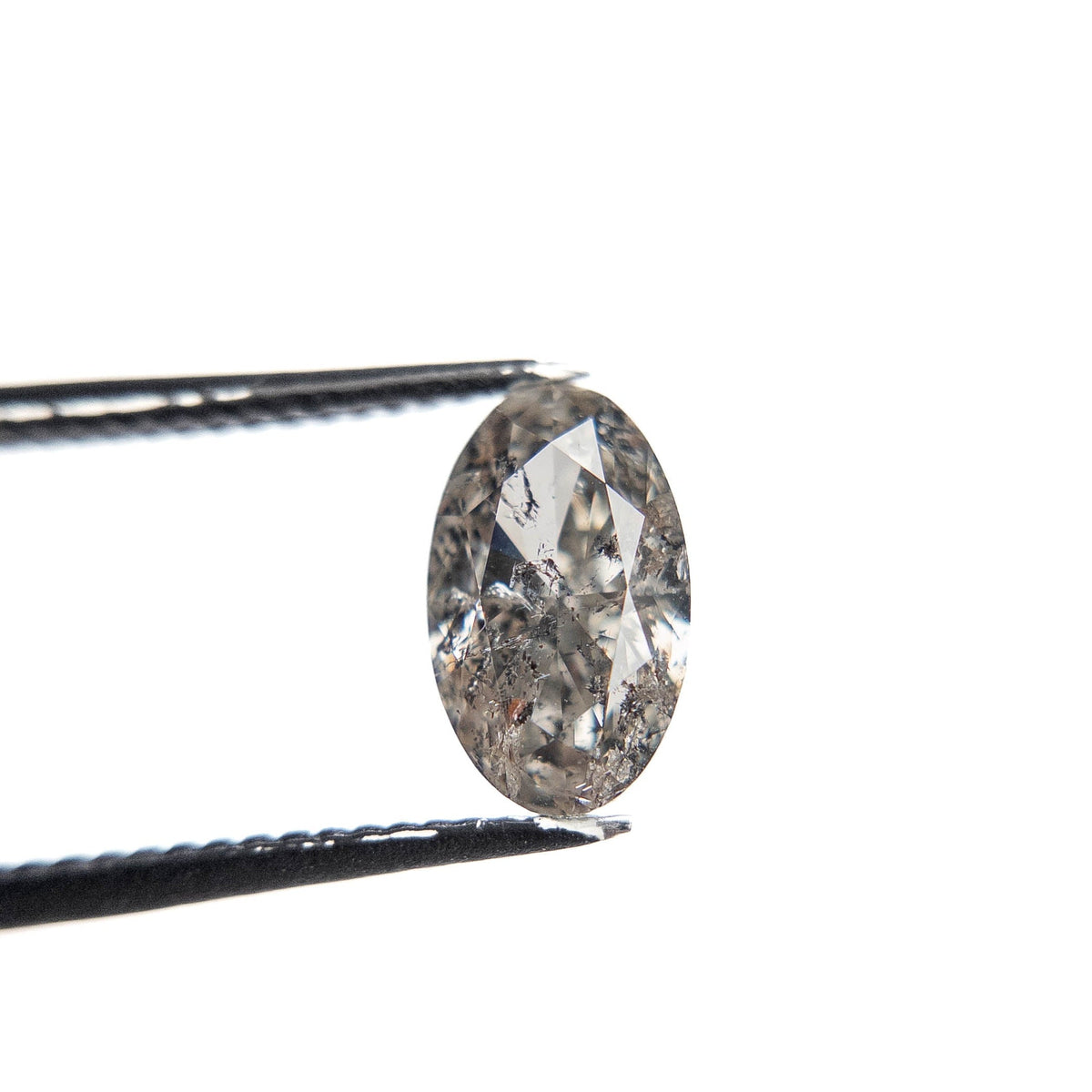 1.51 Carat Salt and Pepper Brilliant Cut Oval Diamond