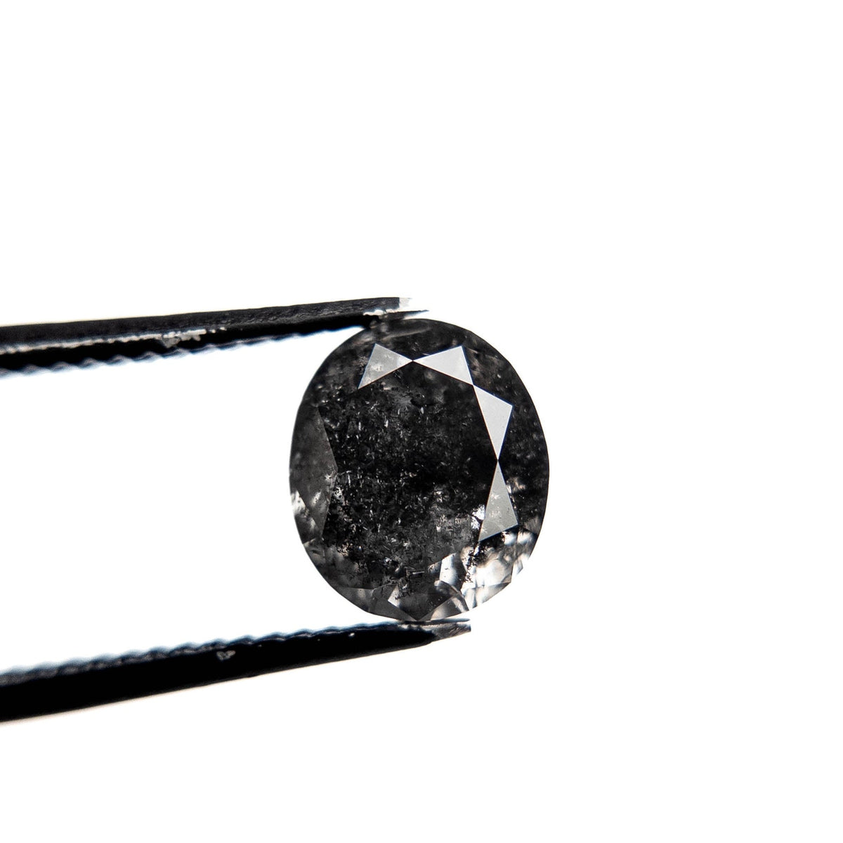2.16 Carat Black Salt and Pepper Brilliant Cut Oval Diamond