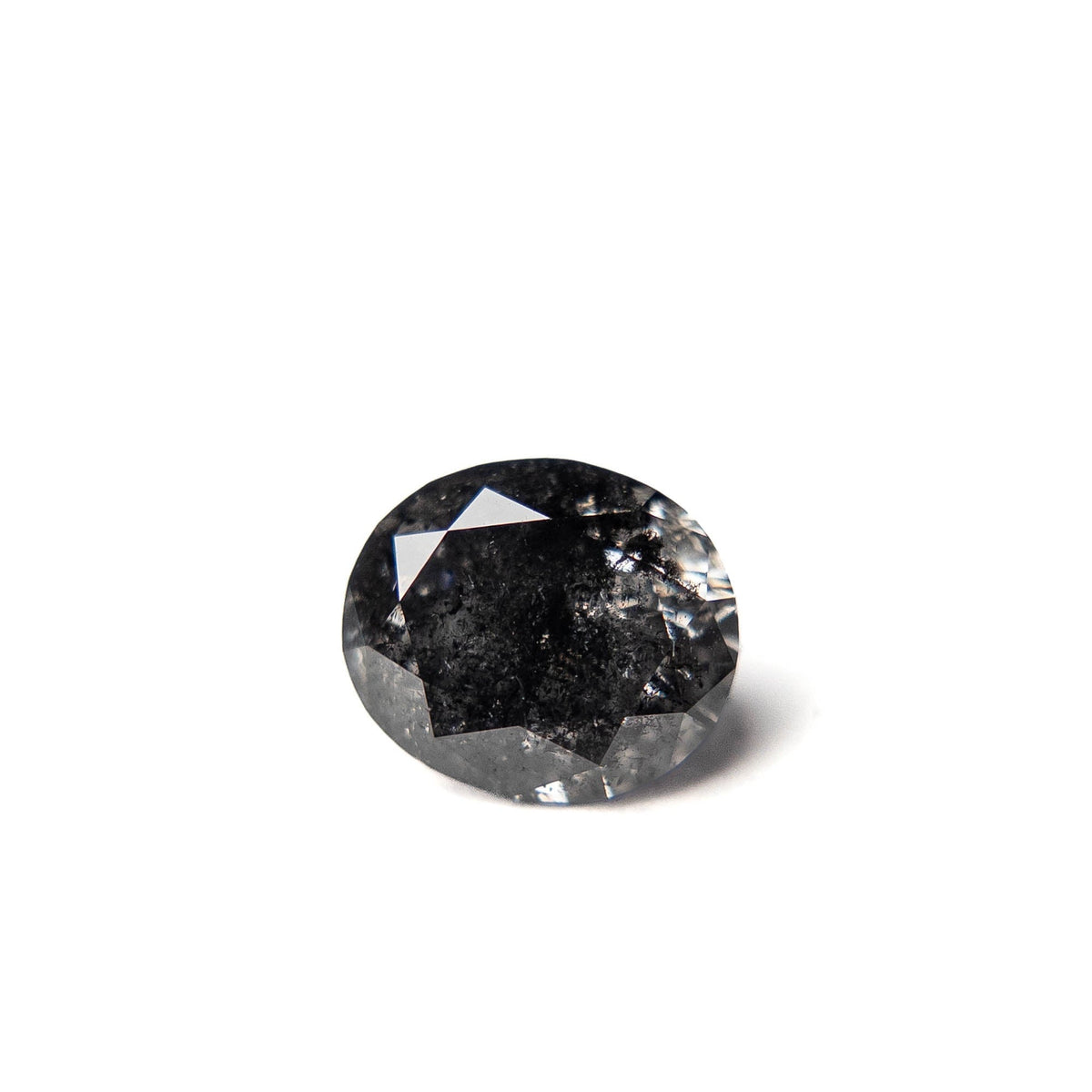 2.16 Carat Black Salt and Pepper Brilliant Cut Oval Diamond