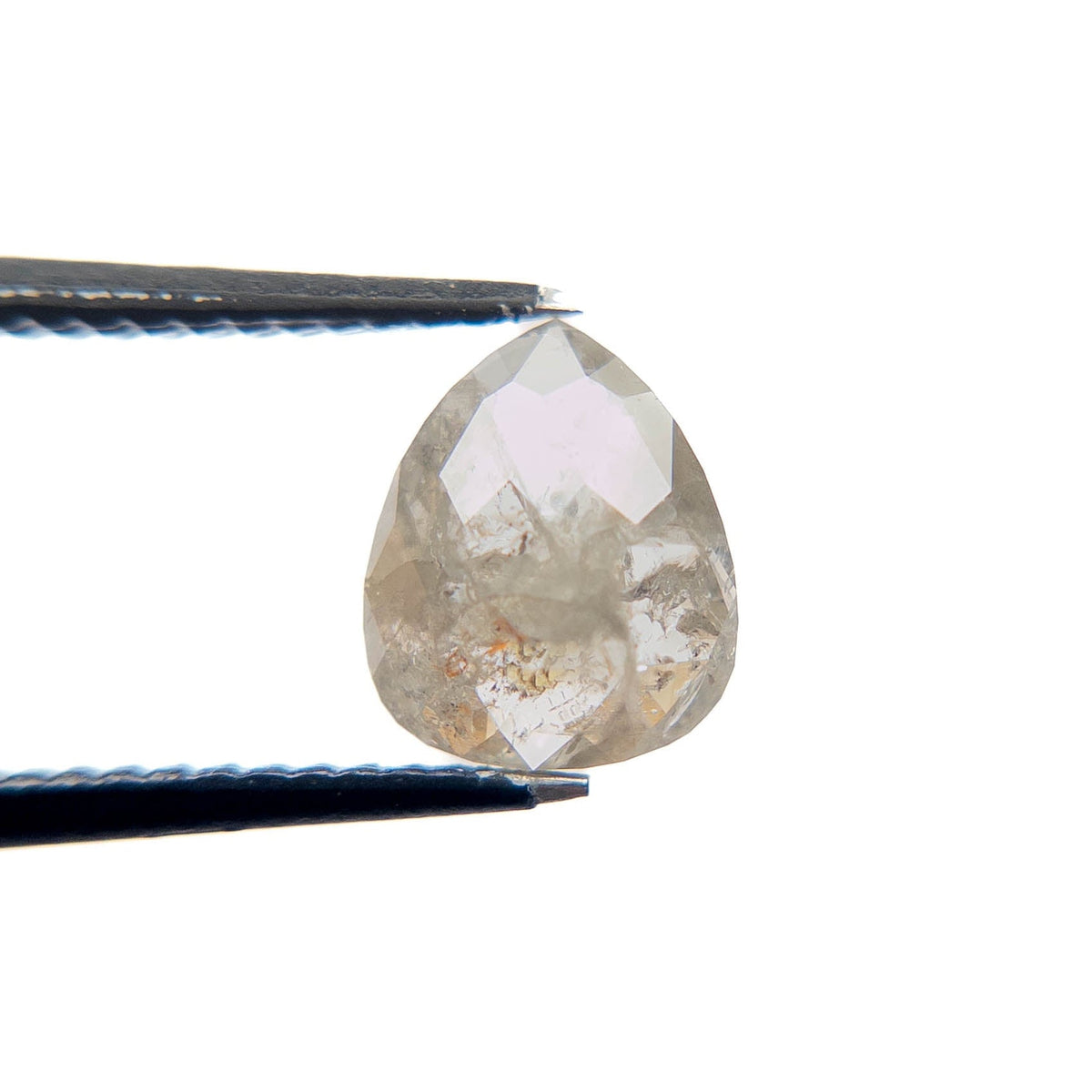 1.24 Carat Icy Salt and Pepper Rose Cut Pear Diamond