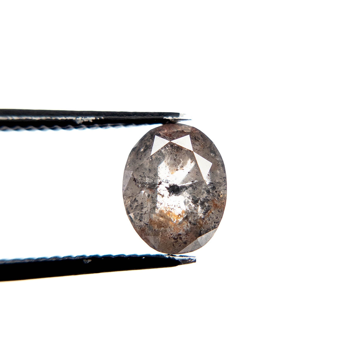 2.35 Carat Salt and Pepper Double Cut Oval Diamond