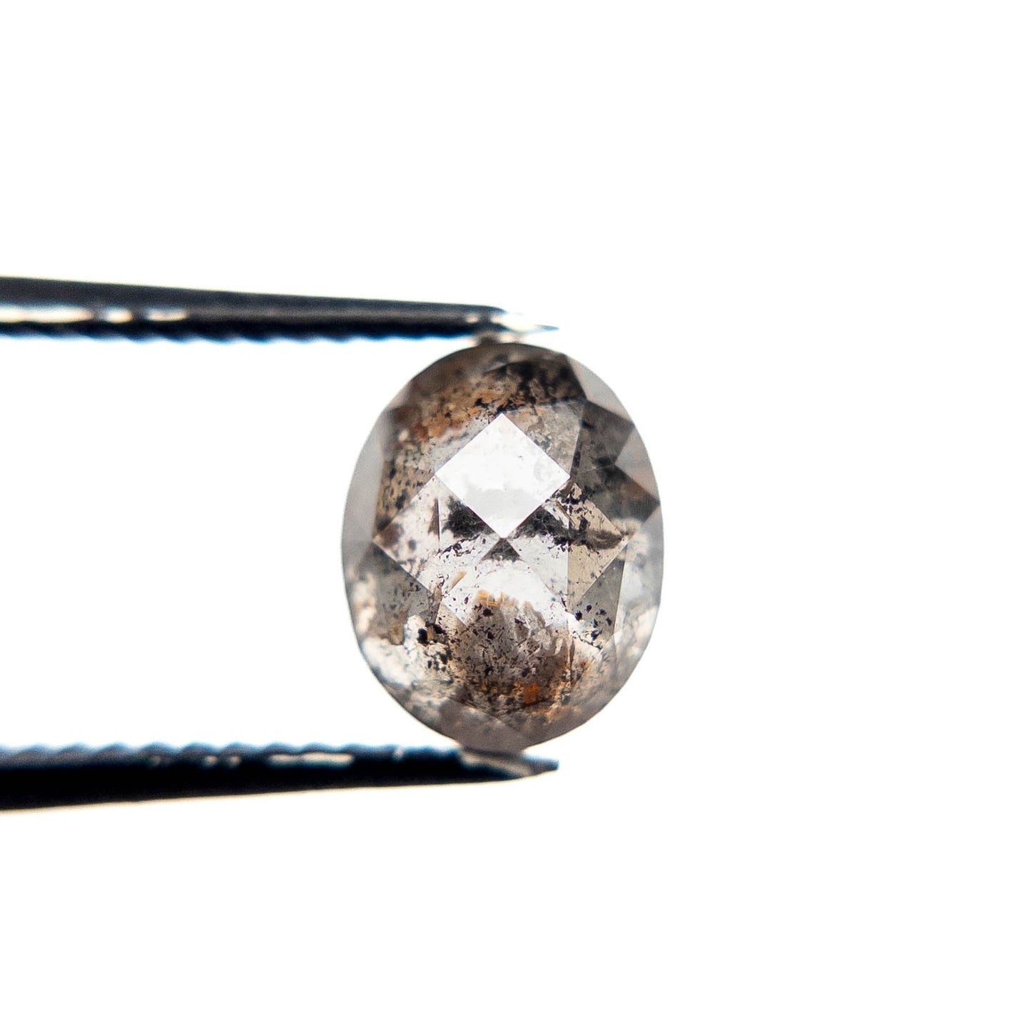 2.35 Carat Salt and Pepper Double Cut Oval Diamond