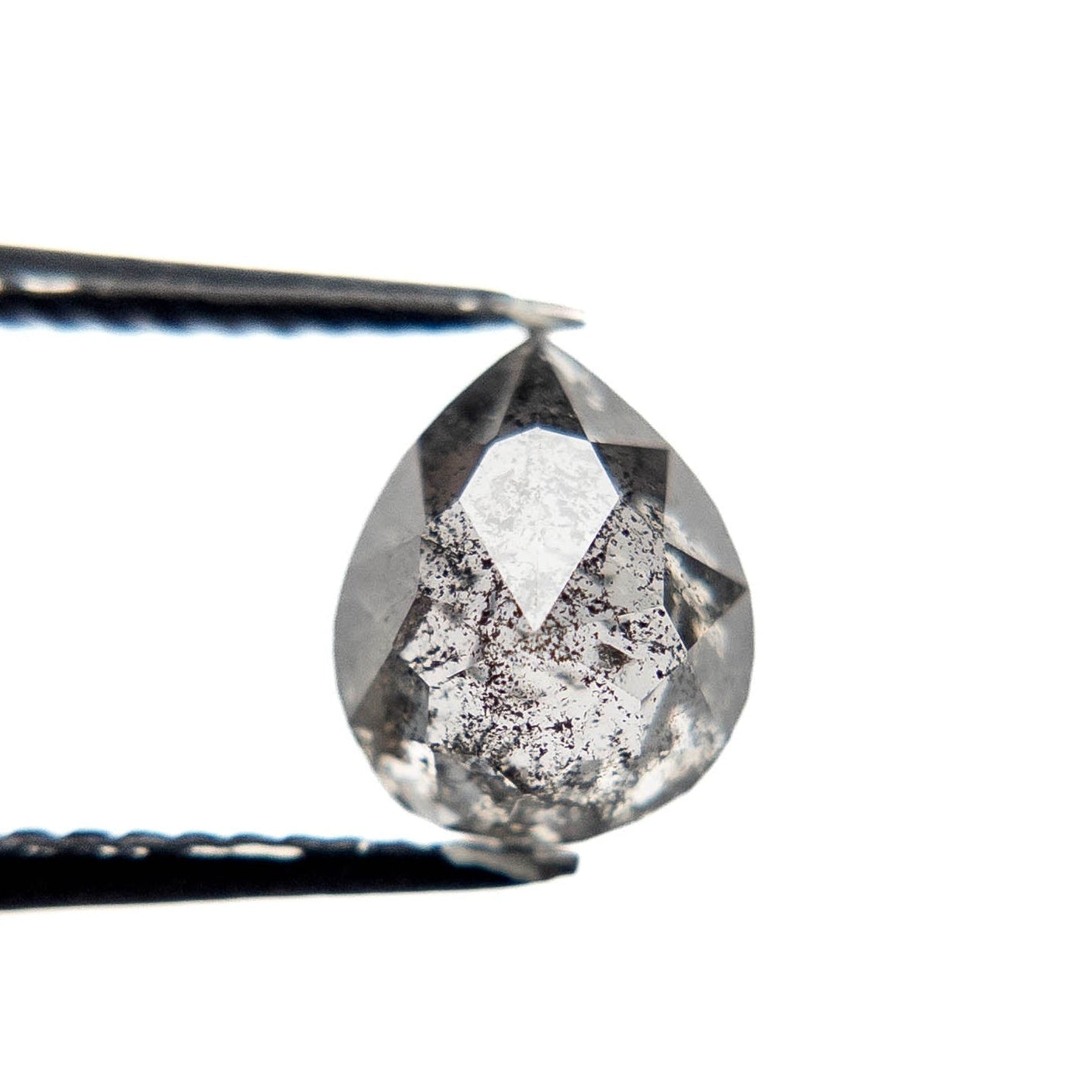 1.72 Carat Salt and Pepper Double Cut Pear Diamond