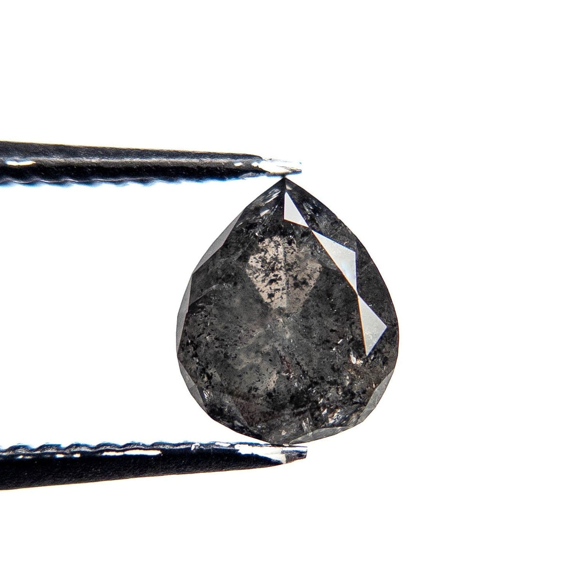 1.72 Carat Salt and Pepper Double Cut Pear Diamond