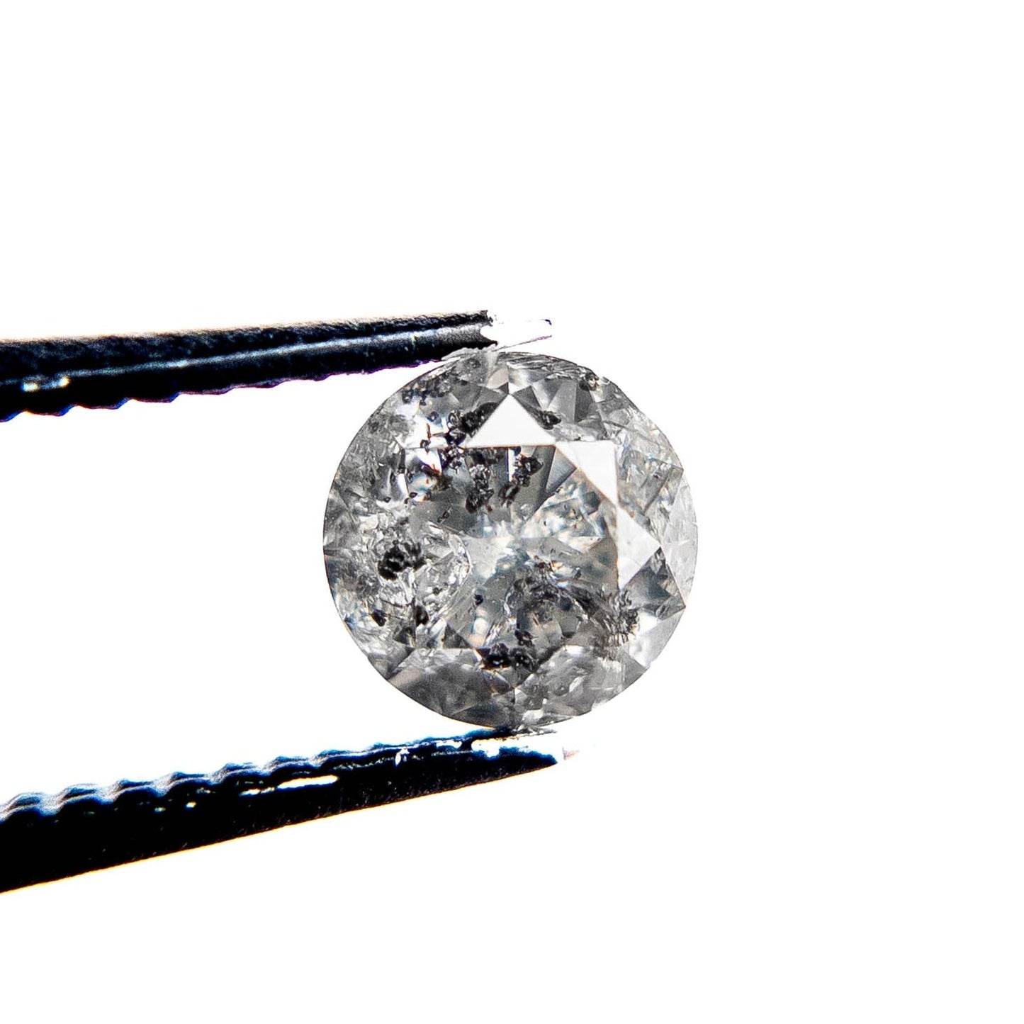 1.01 Carat Salt and Pepper Brilliant Cut Round Diamond