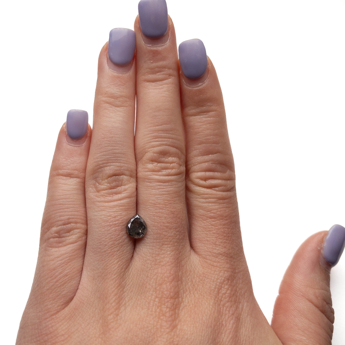 1.72 Carat Salt and Pepper Double Cut Pear Diamond