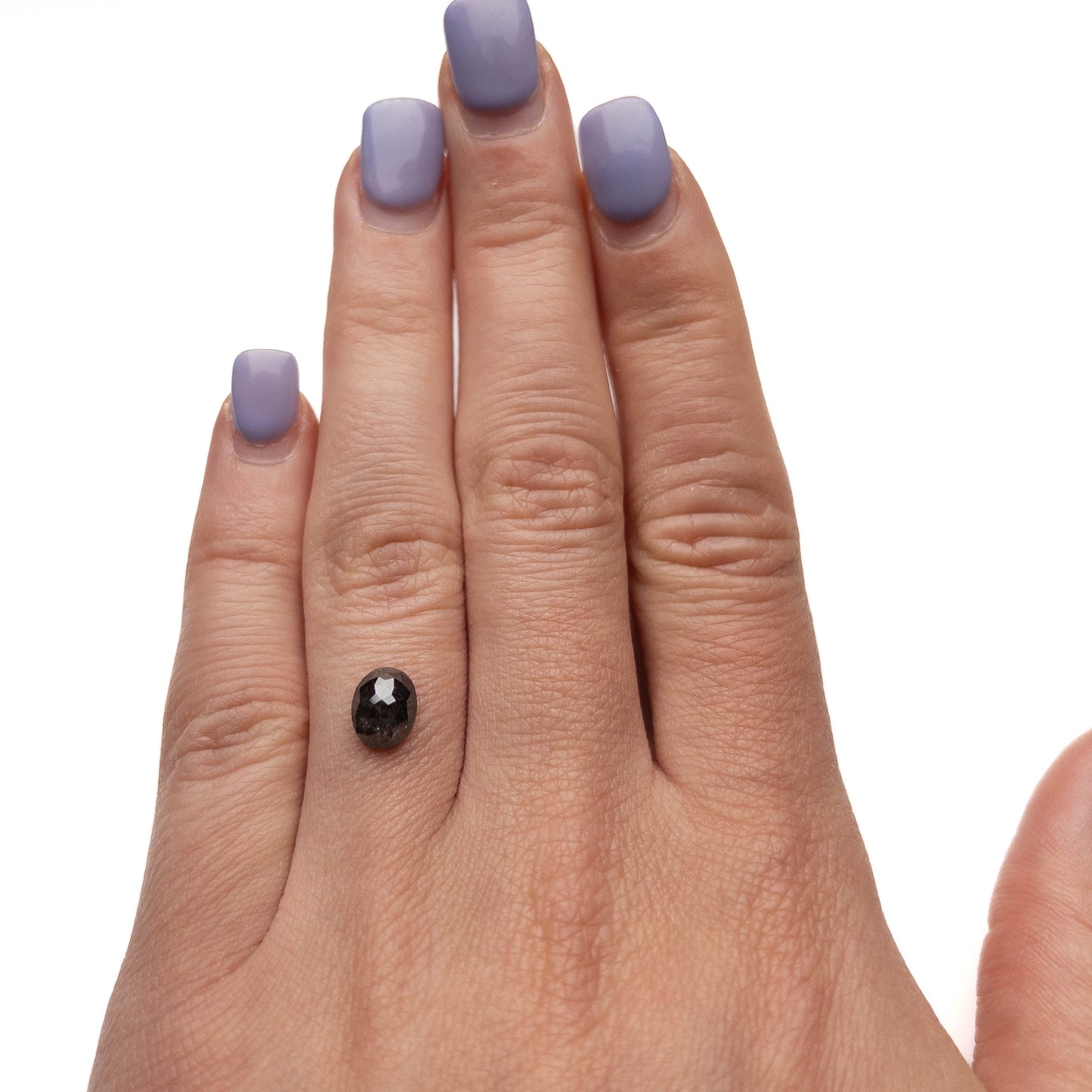 1.63 Carat Black Salt and Pepper Rose Cut Oval Diamond