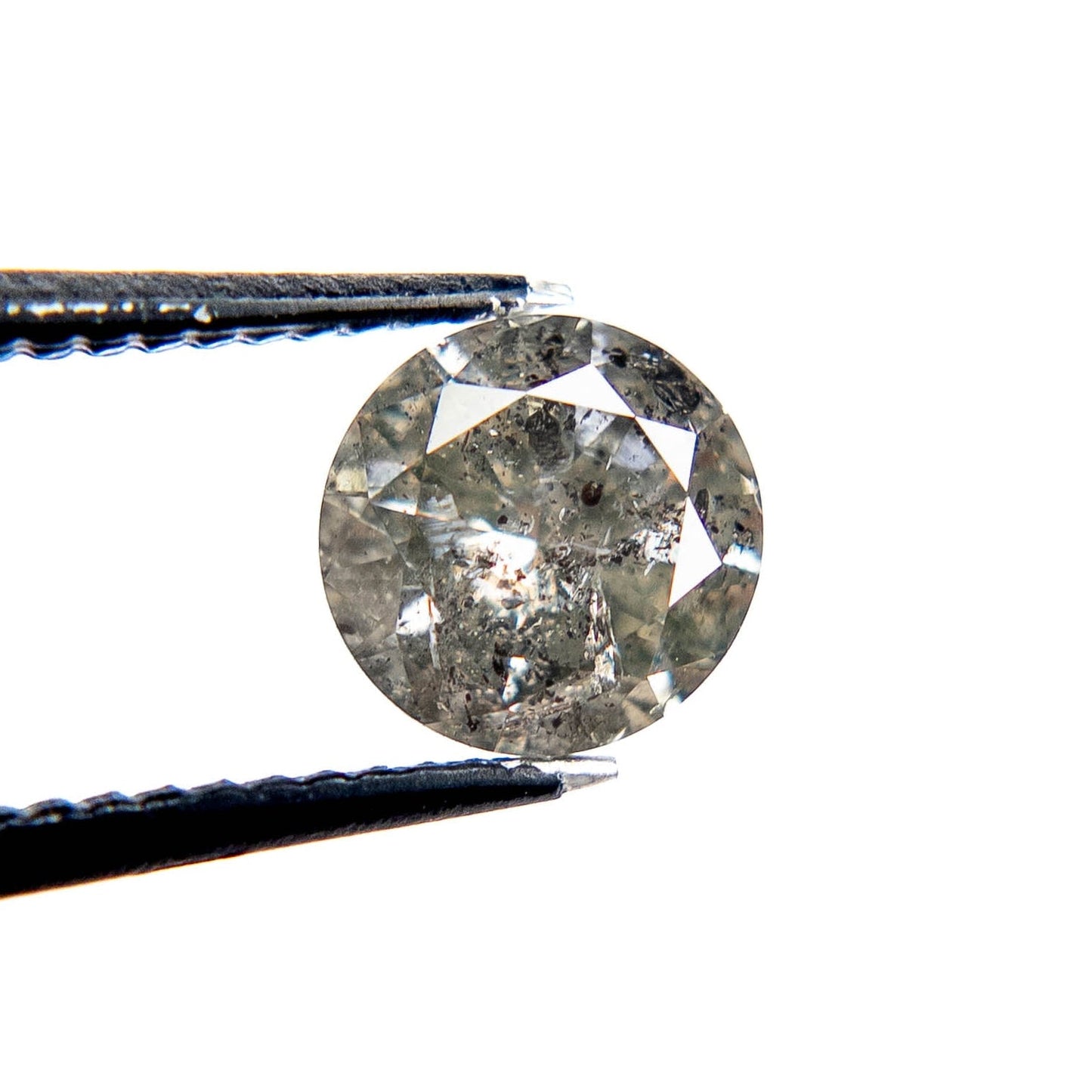 1.51 Carat Salt and Pepper Brilliant Cut Round Diamond