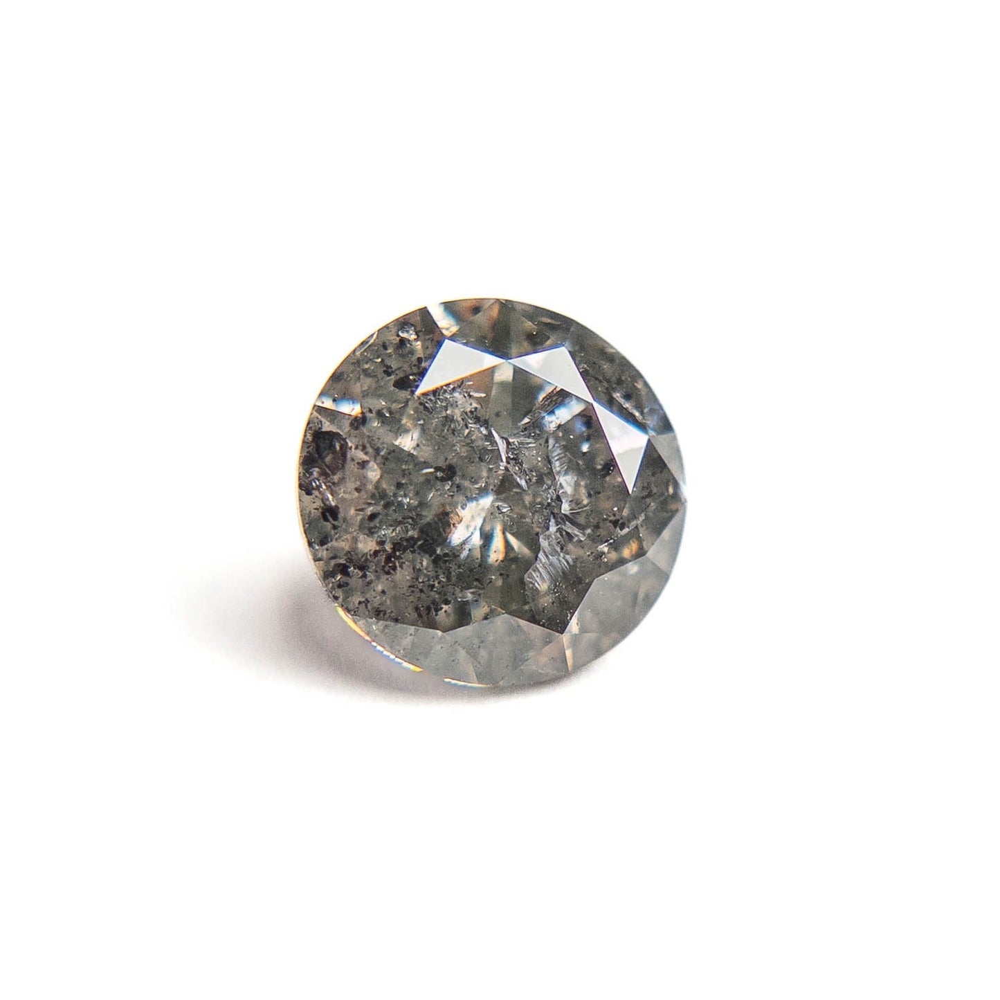 1.51 Carat Salt and Pepper Brilliant Cut Round Diamond
