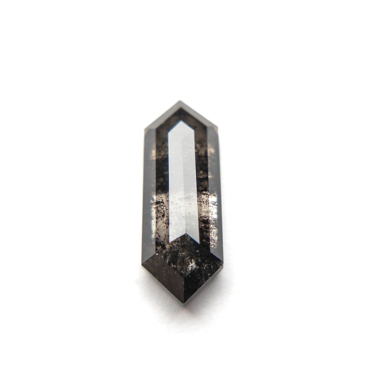 2.54 Carat Black Salt and Pepper Rose Cut Elongated Hexagon Diamond