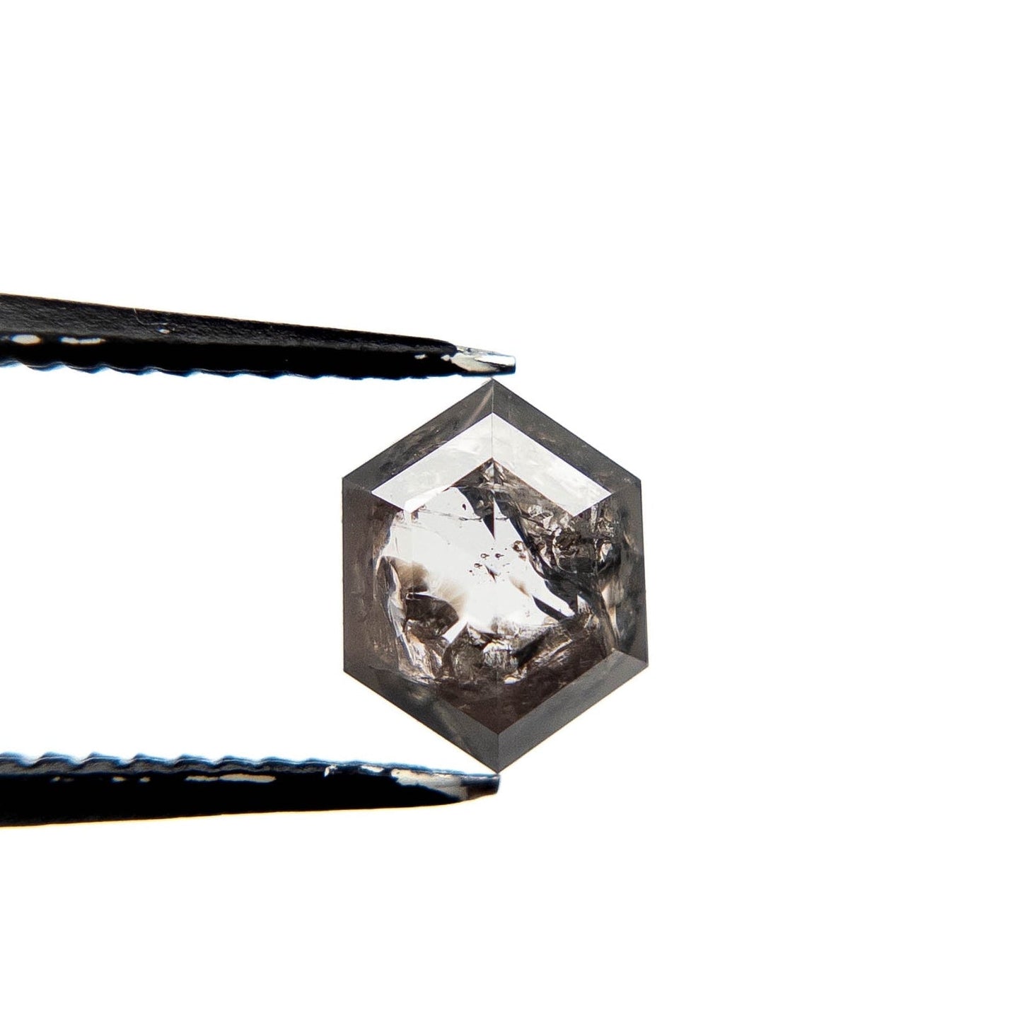 1.10 Carat Salt and Pepper Rose Cut Hexagon Diamond