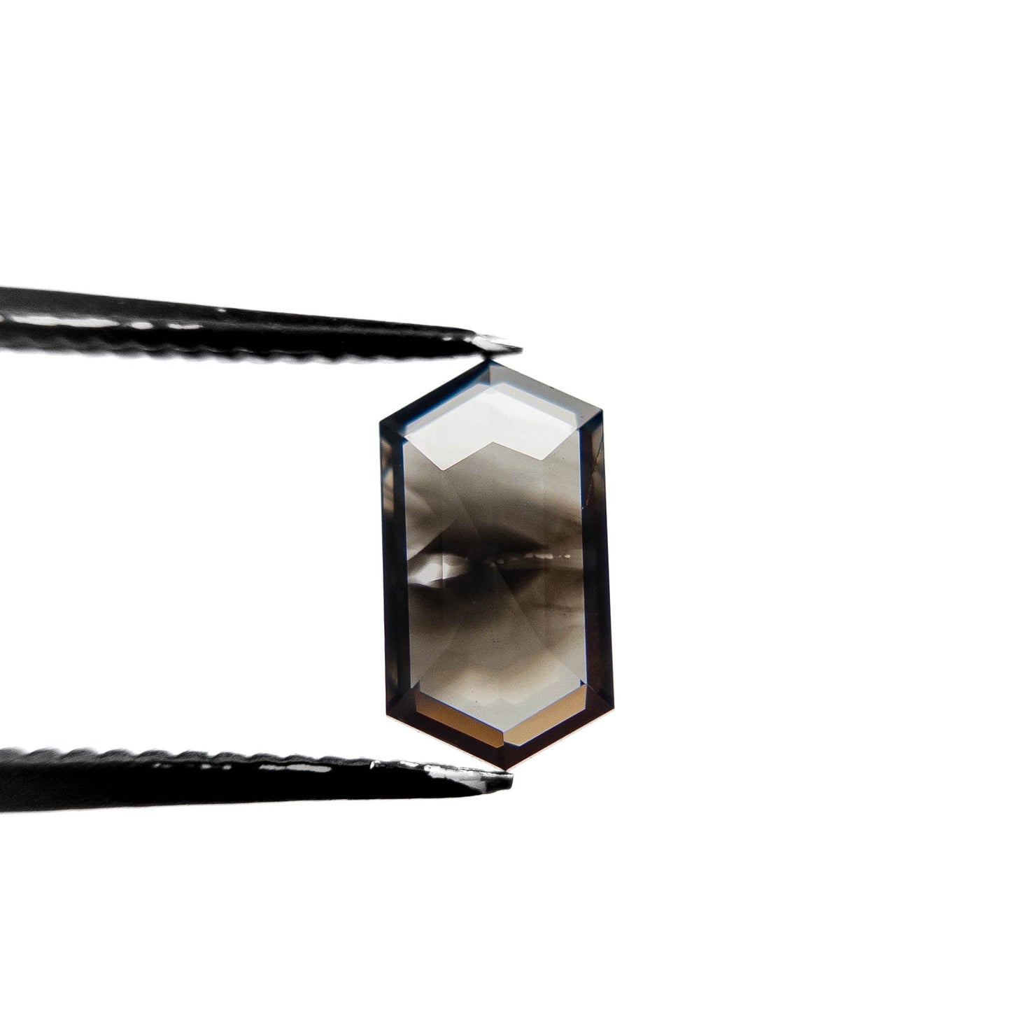 1.45 Carat Black Rose Cut Elongated Hexagon Diamond