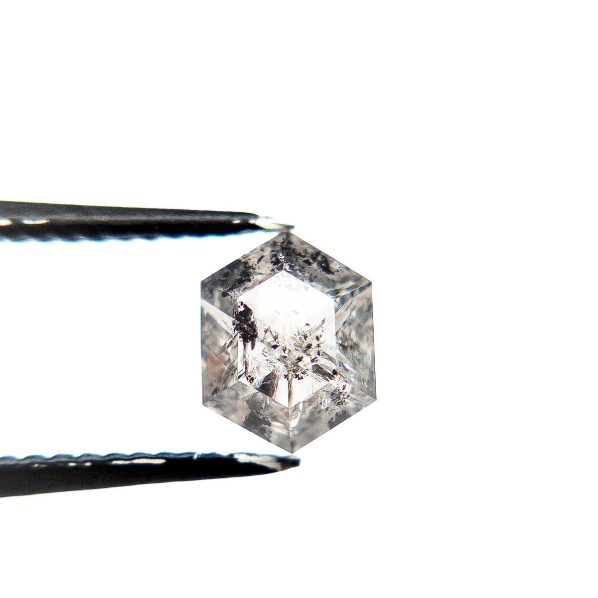 1.14 Carat Salt and Pepper Rose Cut Hexagon Diamond