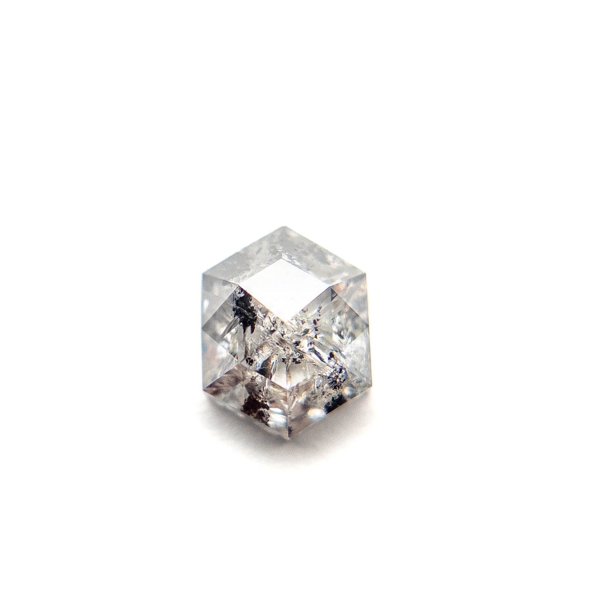 1.14 Carat Salt and Pepper Rose Cut Hexagon Diamond