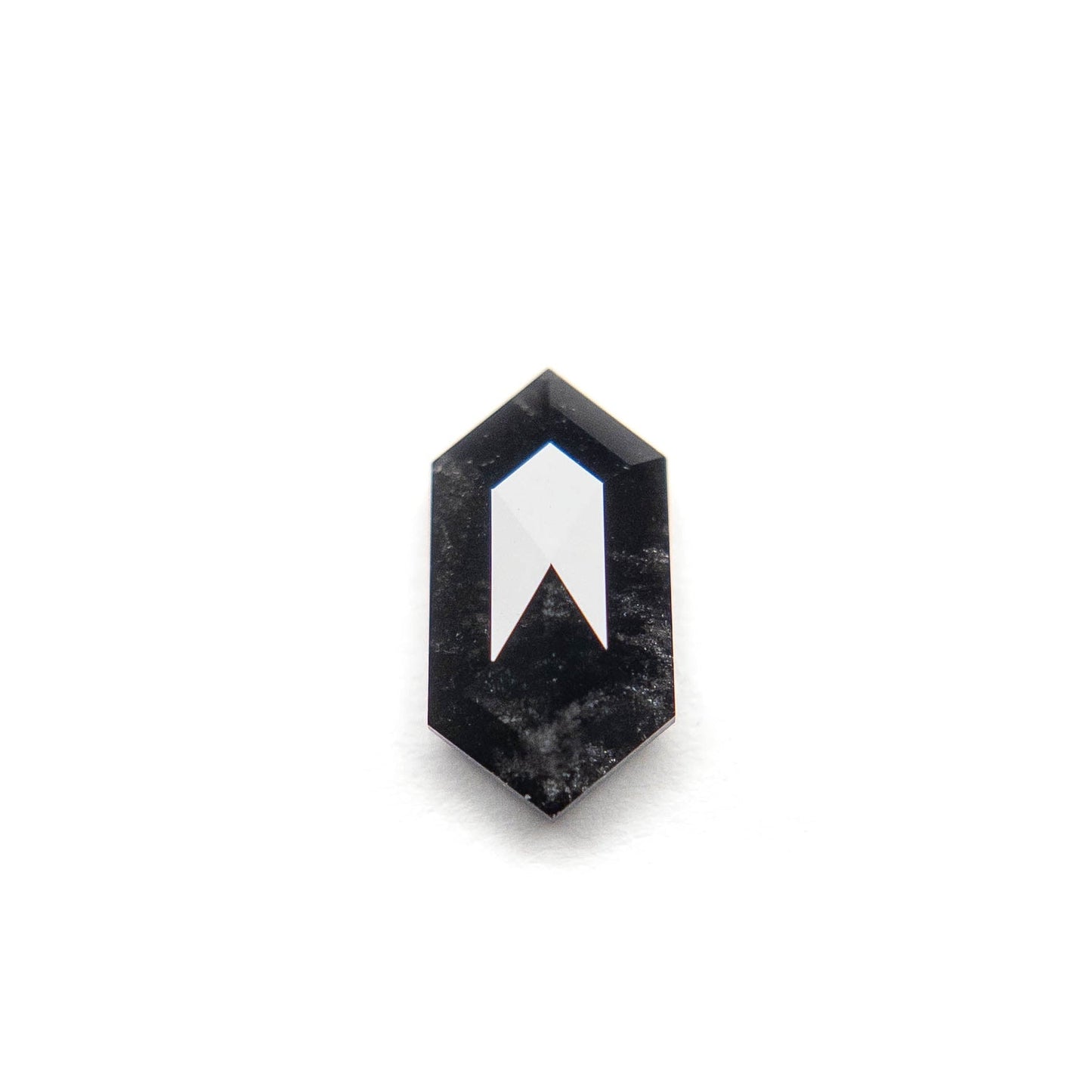 1.31 Carat Black Salt and Pepper Rose Cut Elongated Hexagon Diamond