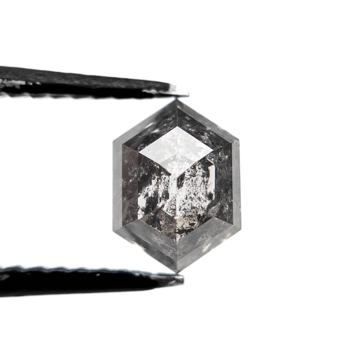 1.17 Carat Salt and Pepper Rose Cut Hexagon Diamond