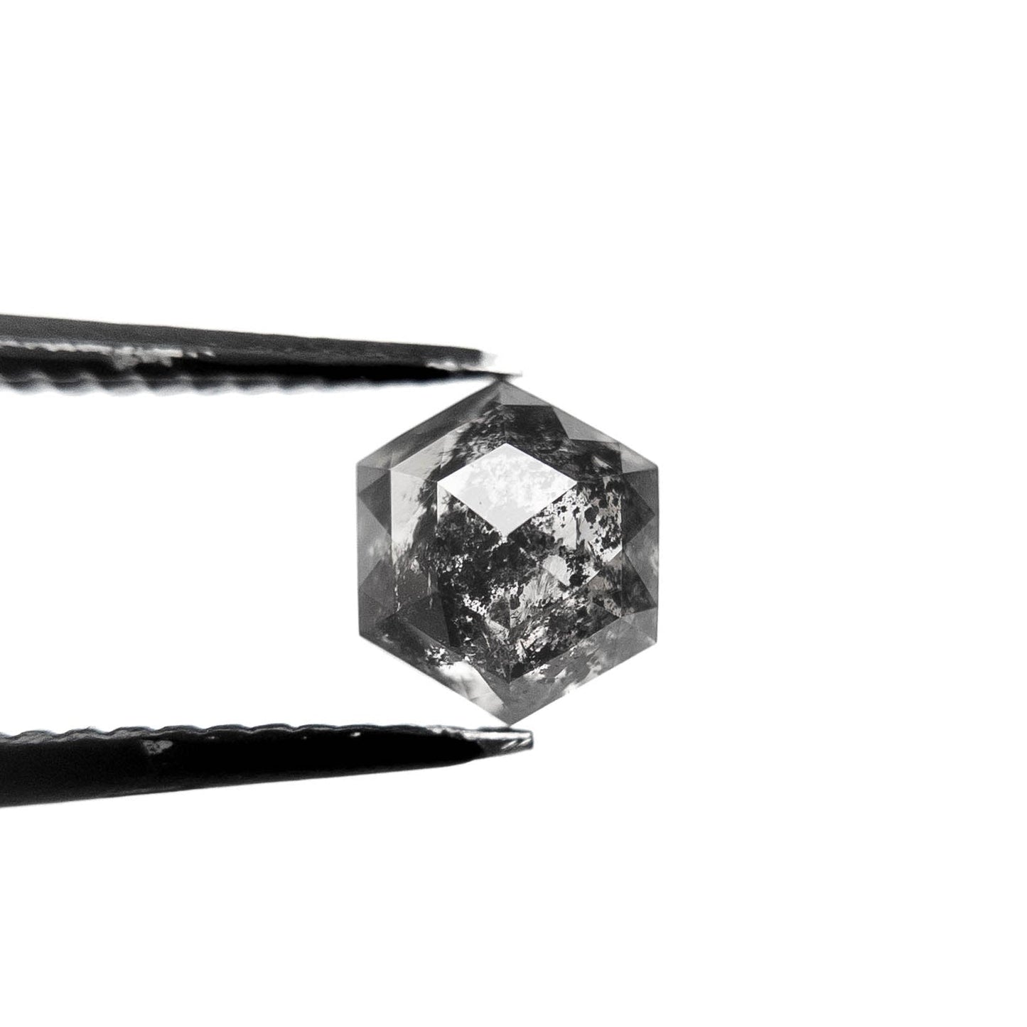 1.11 Carat Salt and Pepper Rose Cut Hexagon Diamond