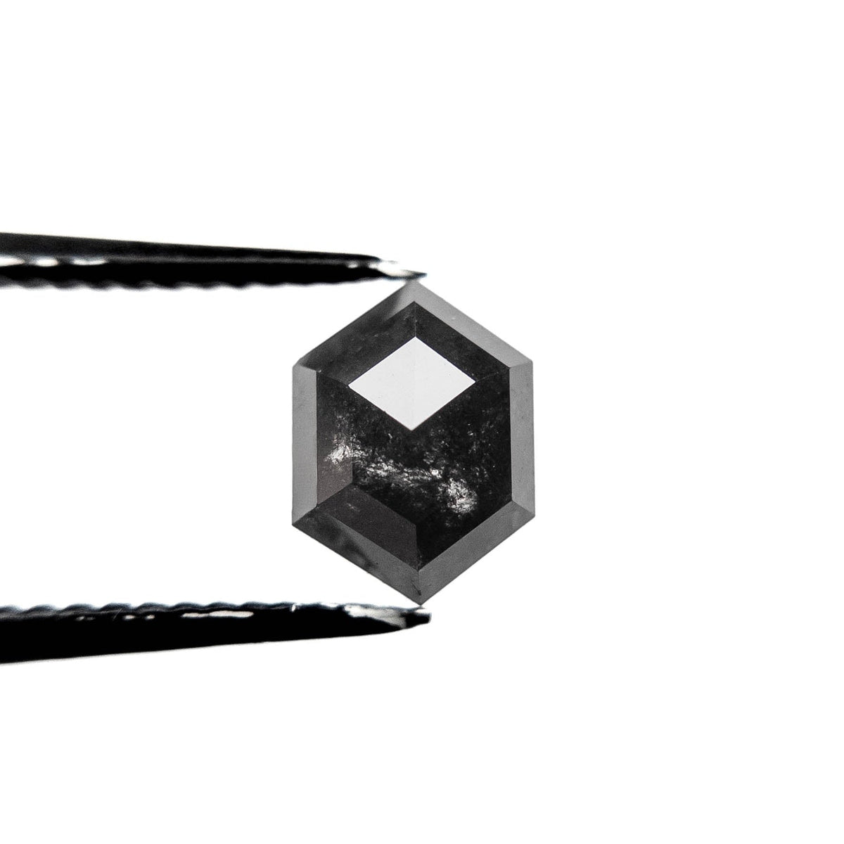 1.37 Carat Black Rose Cut Hexagon Diamond
