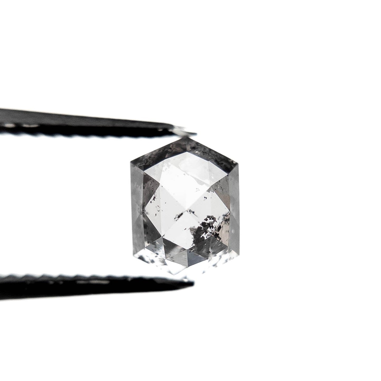 1.72 Carat Icy Salt and Pepper Double Cut Hexagon Diamond