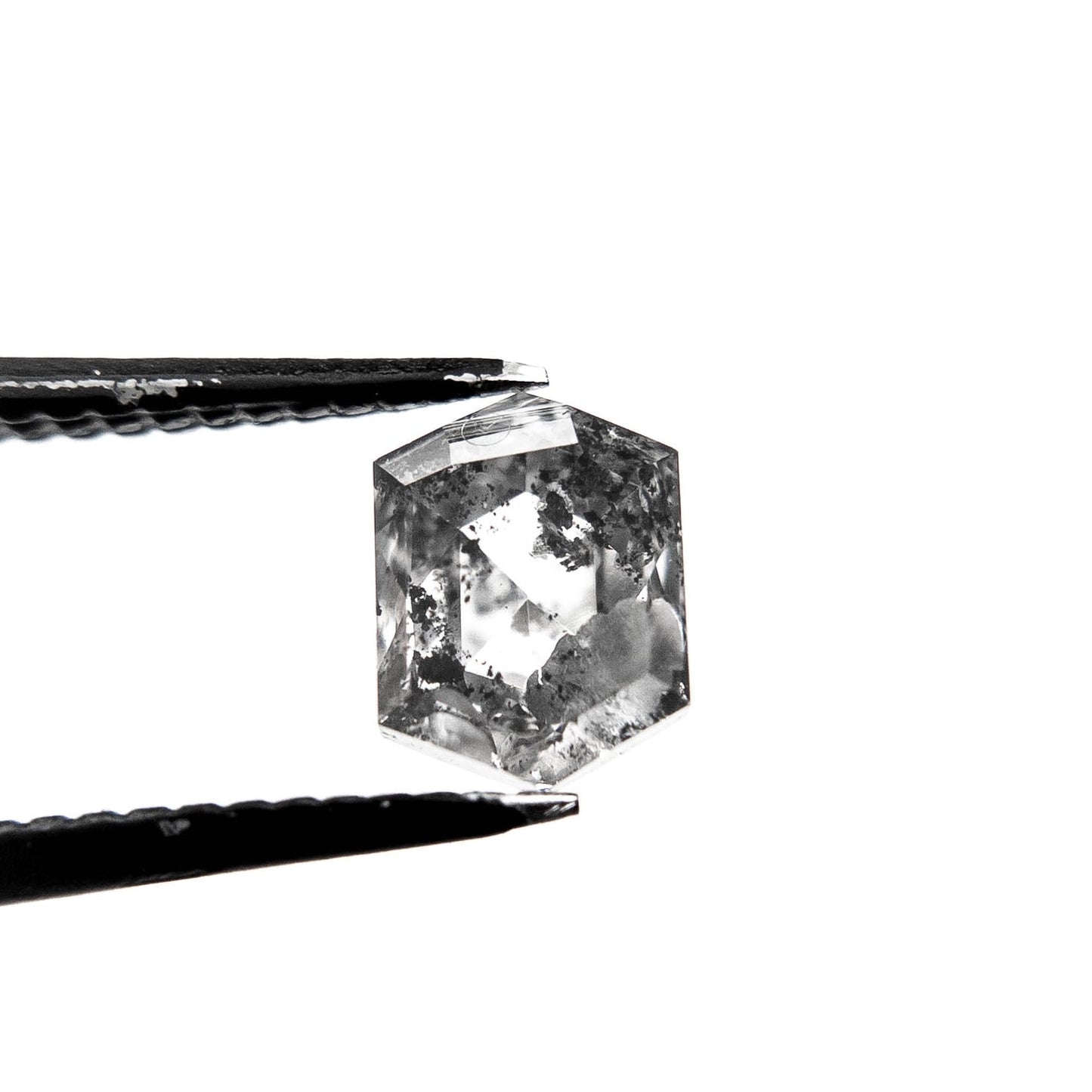 1.72 Carat Icy Salt and Pepper Double Cut Hexagon Diamond