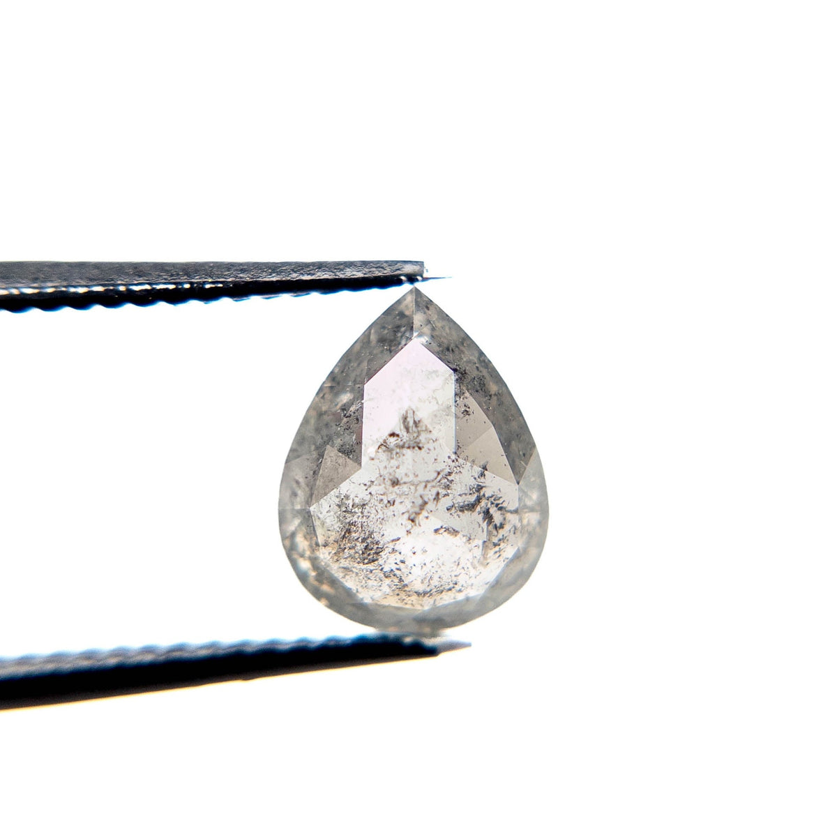1.51 Carat Salt and Pepper Rose Cut Pear Diamond