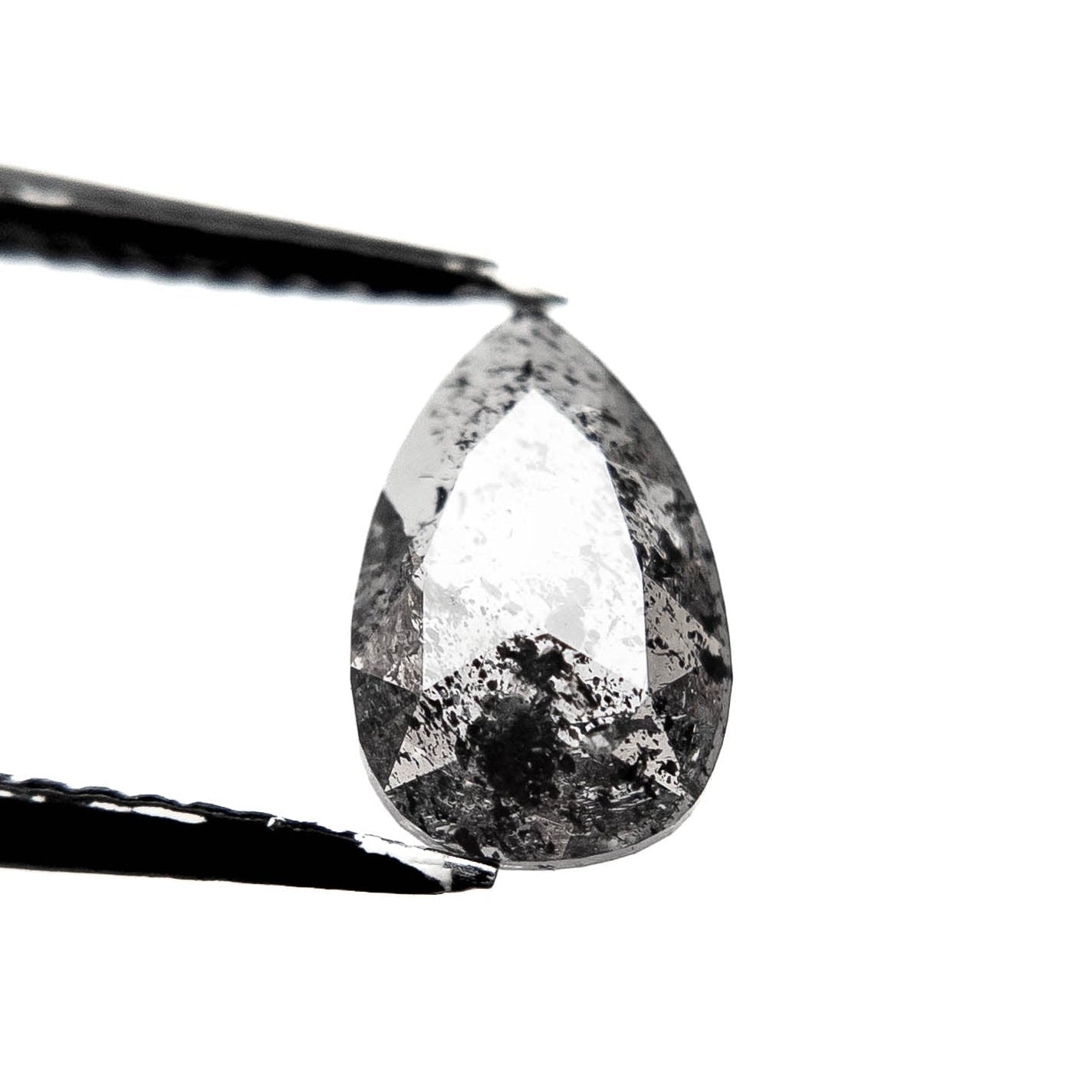 1.02 Carat Black Salt and Pepper Rose Cut Pear Diamond