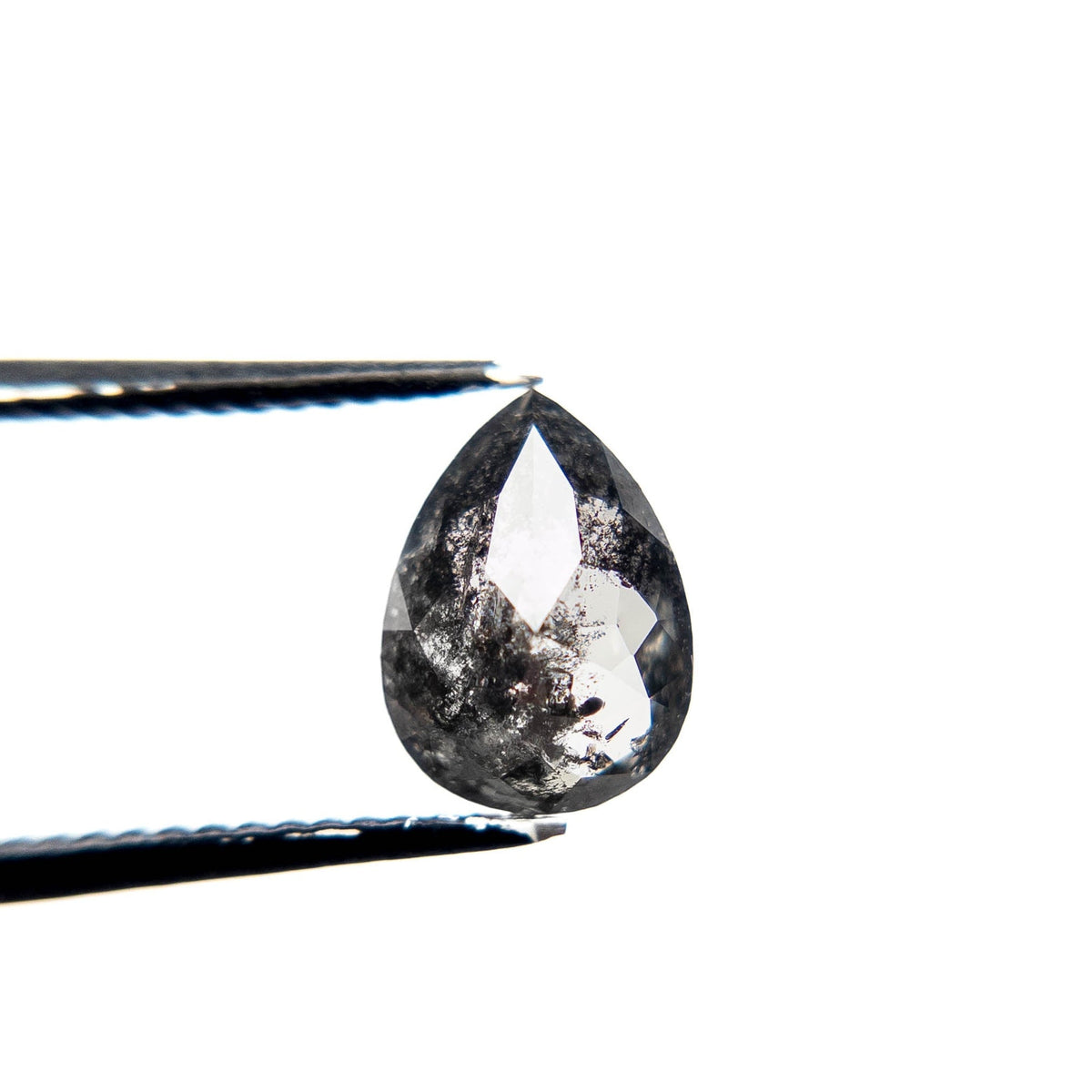 1.77 Carat Black Salt and Pepper Double Cut Pear Diamond