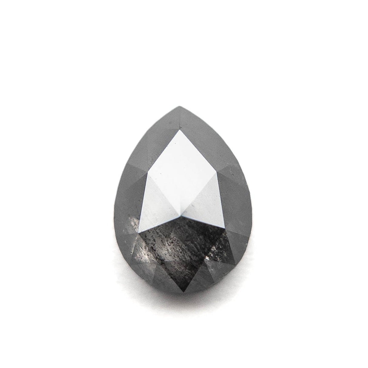 1.35 Carat Black Salt and Pepper Rose Cut Pear Diamond