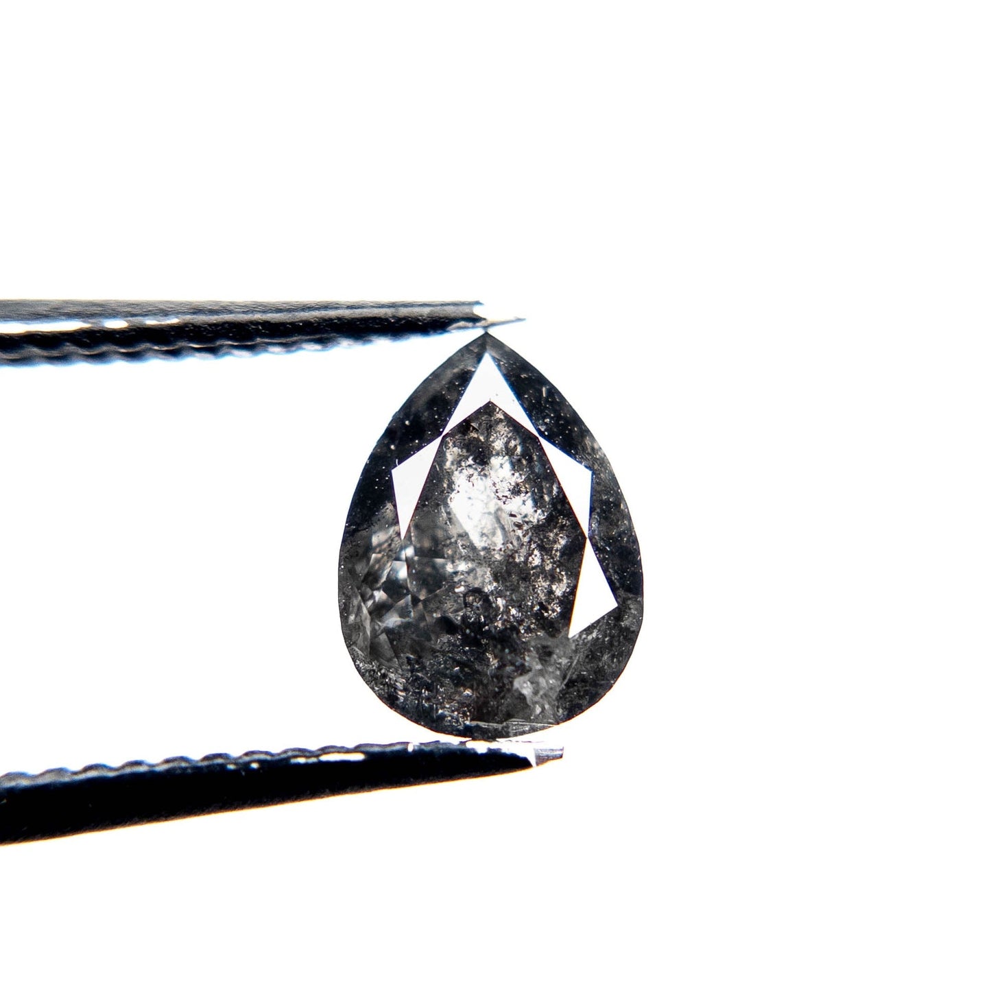 1.77 Carat Black Salt and Pepper Double Cut Pear Diamond