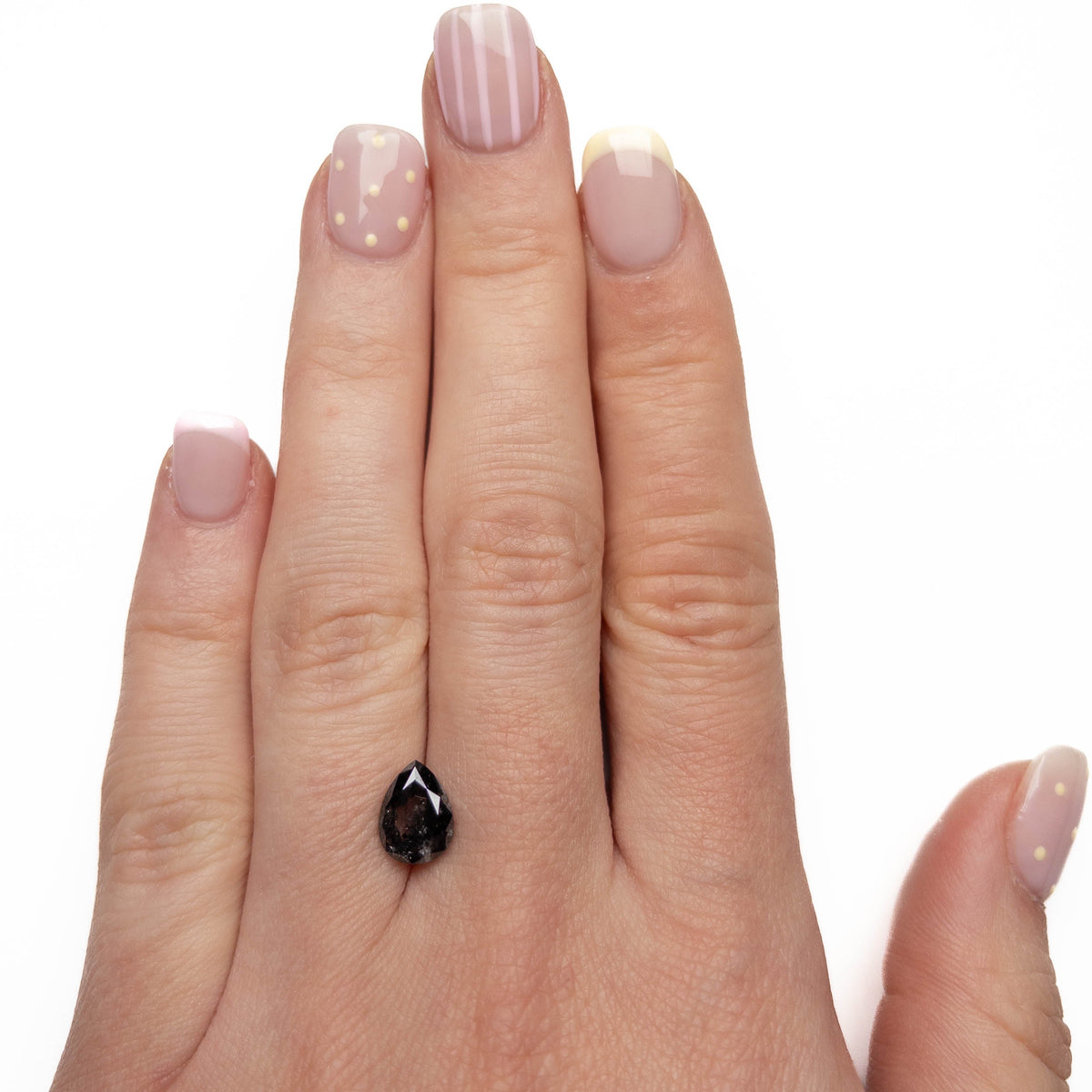 1.77 Carat Black Salt and Pepper Double Cut Pear Diamond