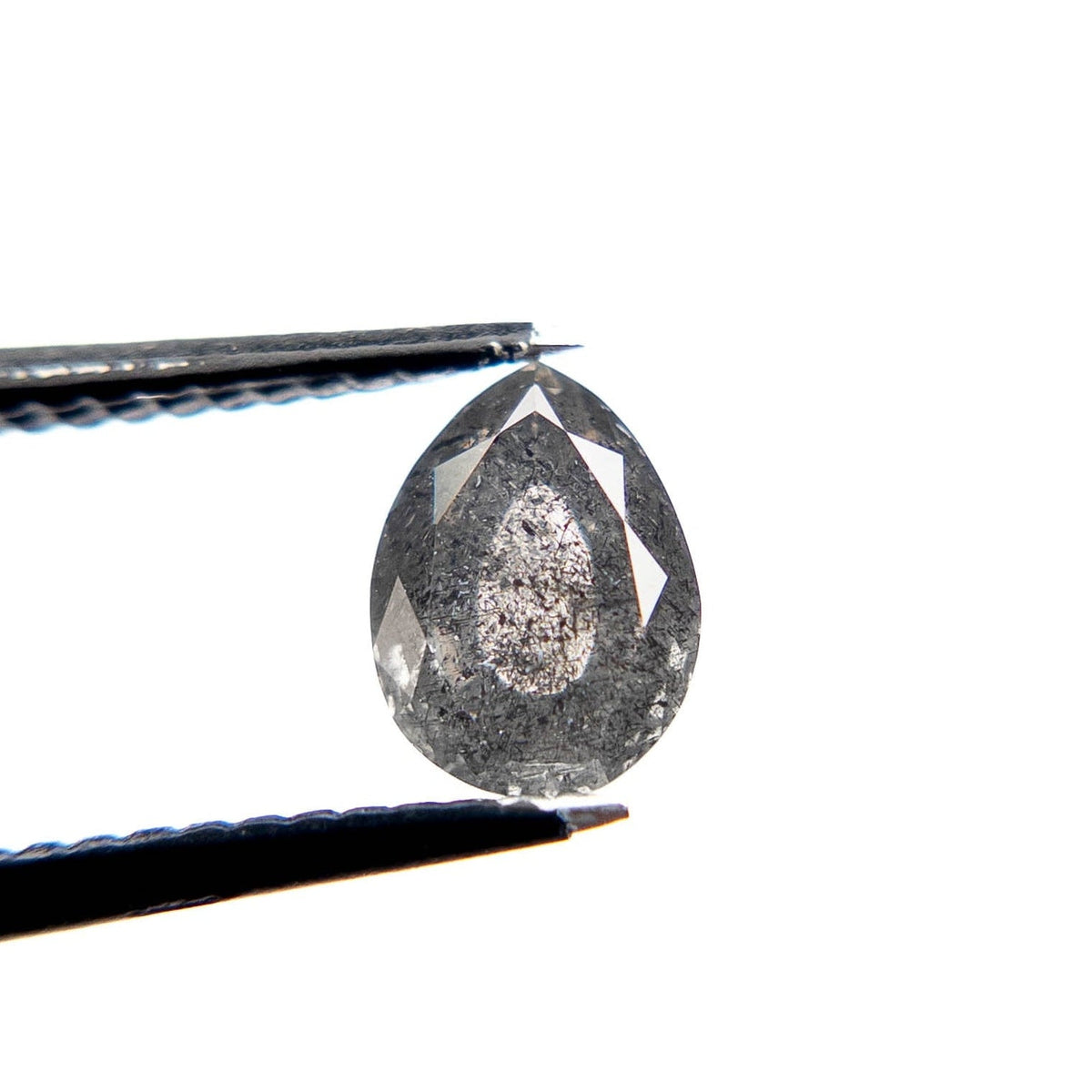 1.09 Carat Salt and Pepper Double Cut Pear Diamond
