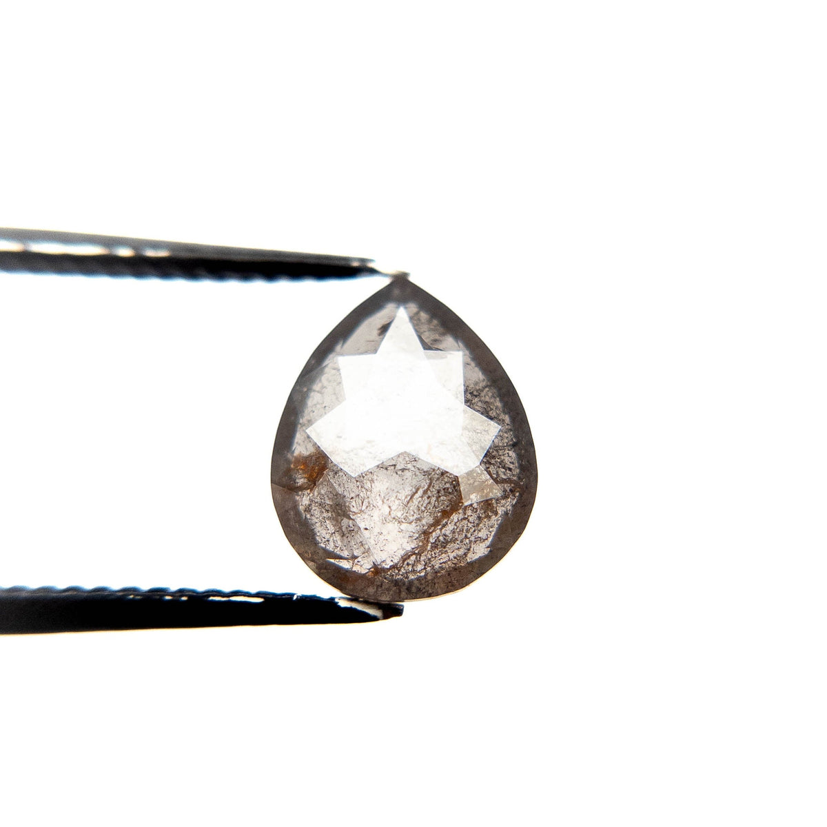2.44 Carat Salt and Pepper Rose Cut Pear Diamond