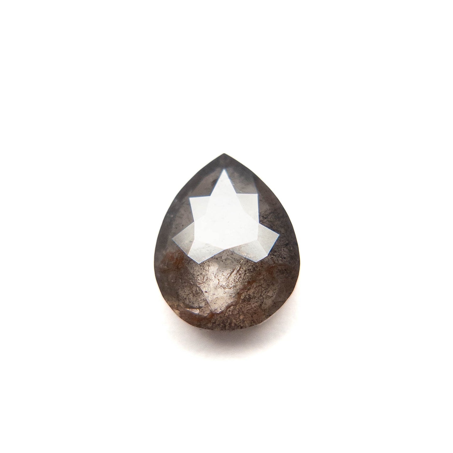 2.44 Carat Salt and Pepper Rose Cut Pear Diamond
