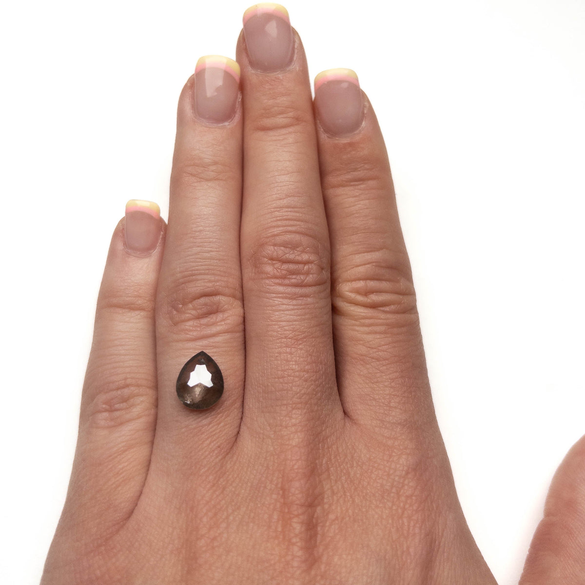 2.44 Carat Salt and Pepper Rose Cut Pear Diamond