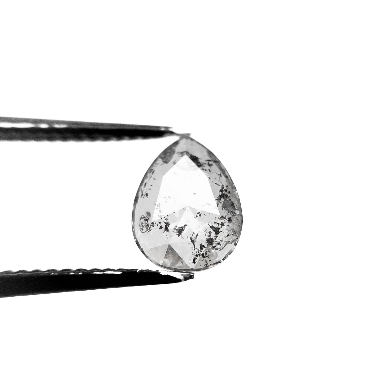 1.17 Carat Salt and Pepper Rose Cut Pear Diamond