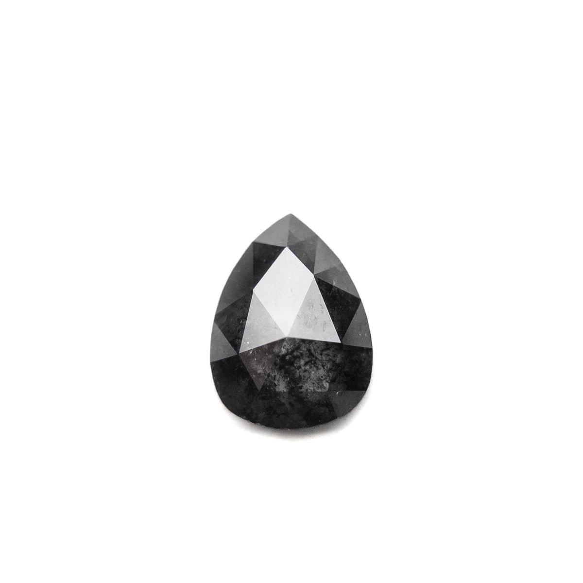 1.16 Carat Black Salt and Pepper Rose Cut Pear Diamond