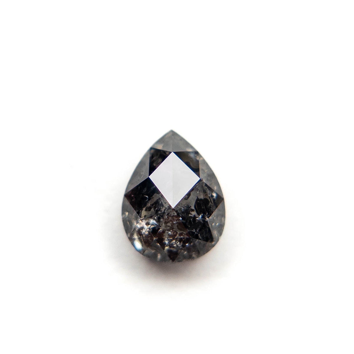 1.15 Carat Black Salt and Pepper Rose Cut Pear Diamond