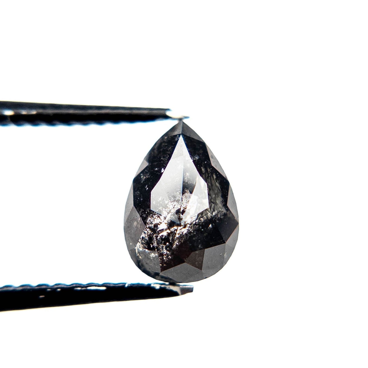 1.68 Carat Black Rose Cut Pear Diamond