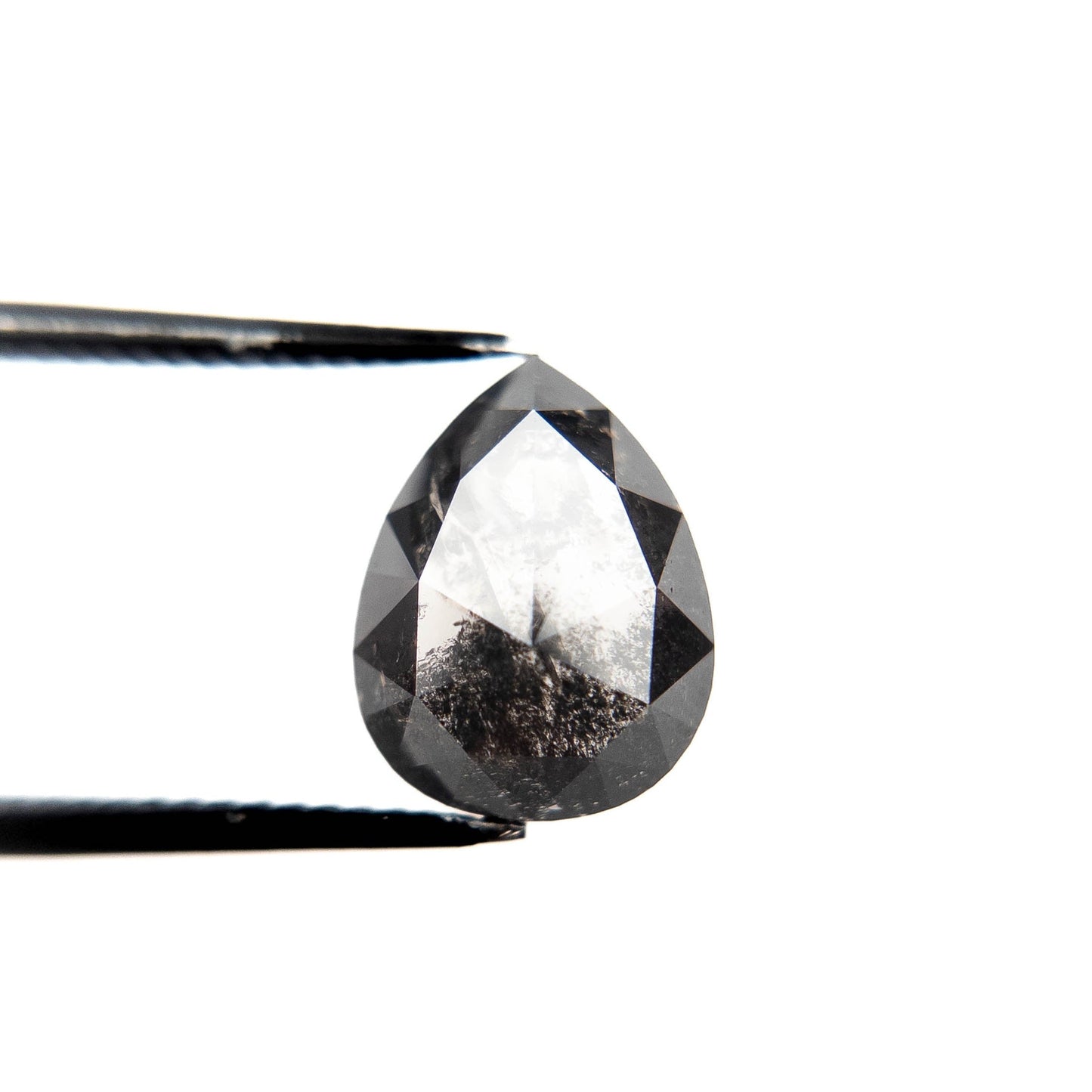 2.80 Carat Black Salt and Pepper Rose Cut Pear Diamond