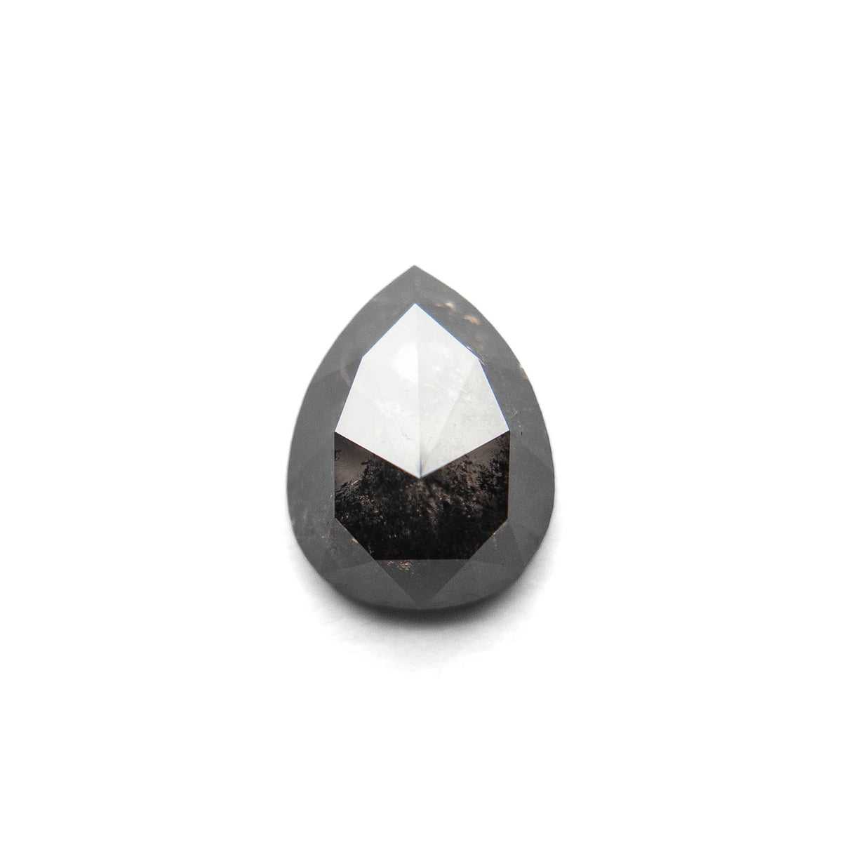 2.80 Carat Black Salt and Pepper Rose Cut Pear Diamond