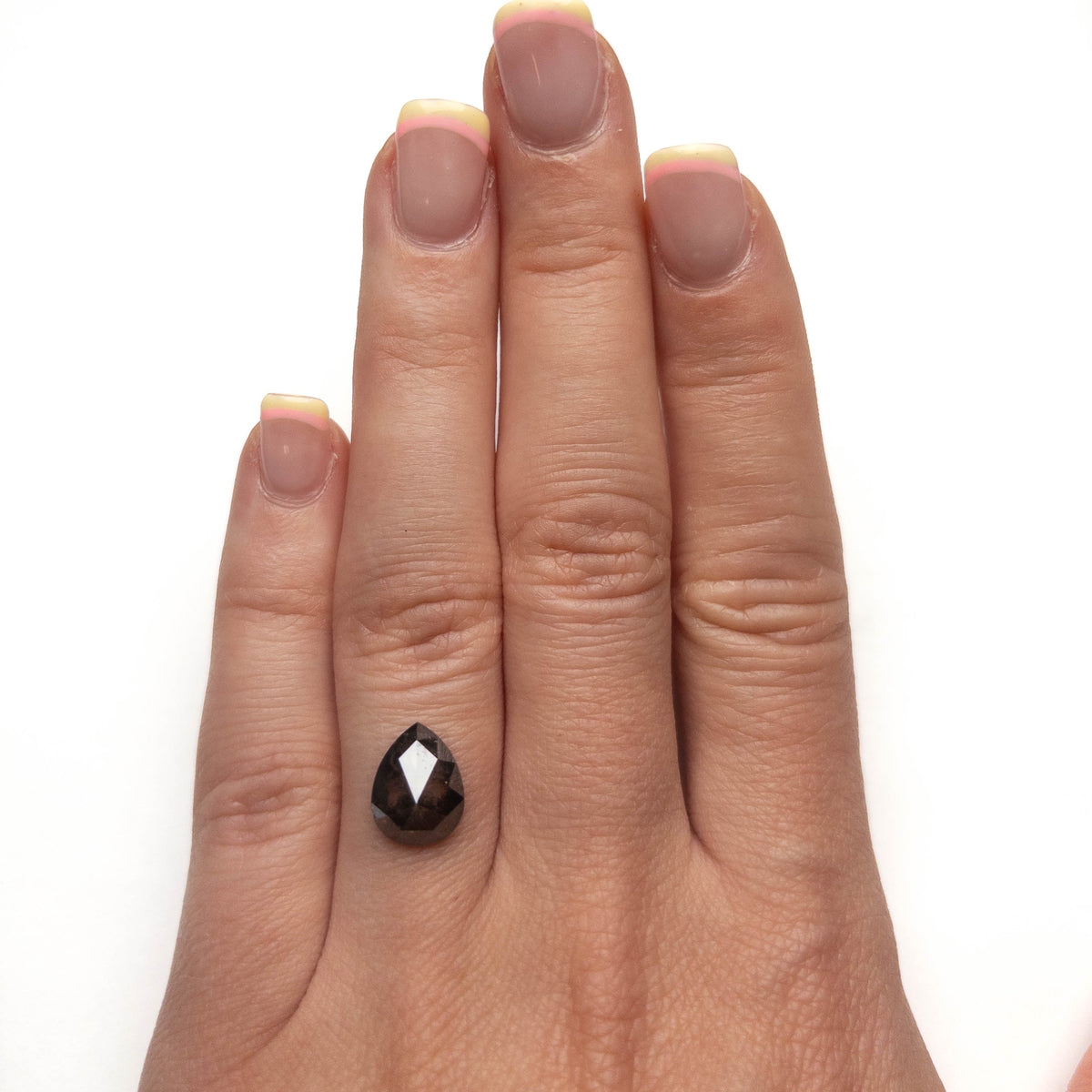 2.80 Carat Black Salt and Pepper Rose Cut Pear Diamond