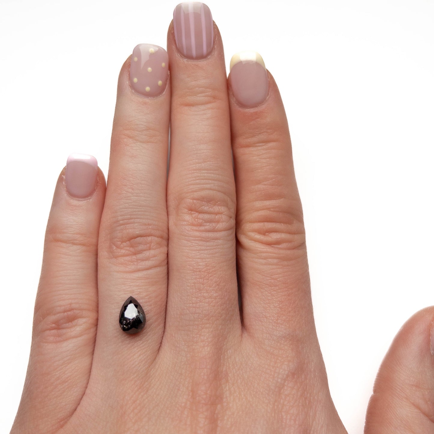 1.68 Carat Black Rose Cut Pear Diamond